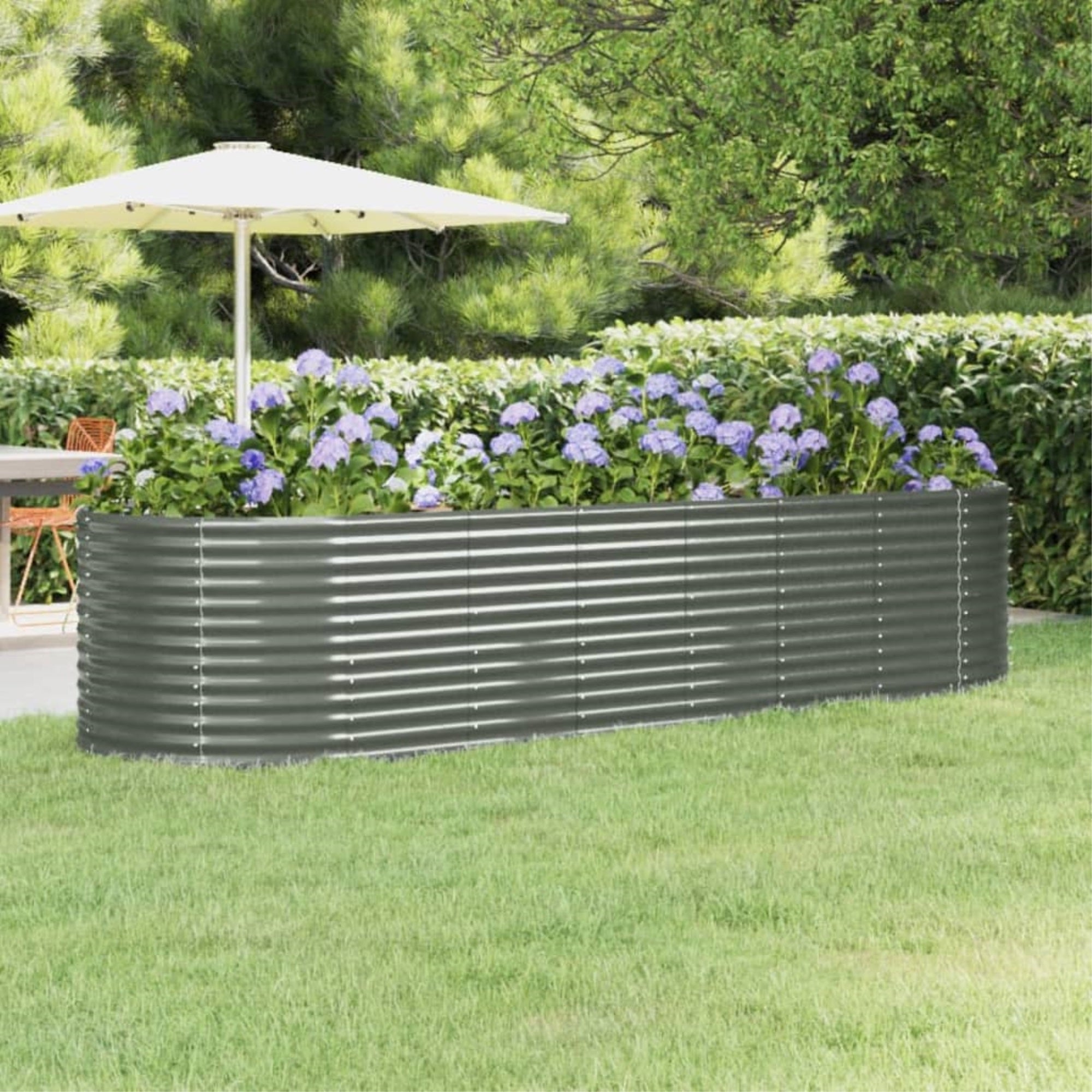 Vidaxl Garden Raised Bed Powder-Coated Steel 126.8'X39.4'X26.8' Gray