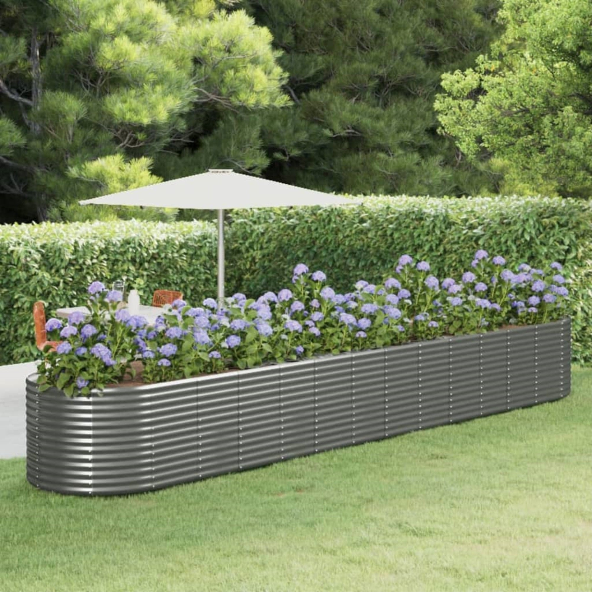 Vidaxl Garden Raised Bed Gray 218.1'X39.4'X26.8' Powder-Coated Steel
