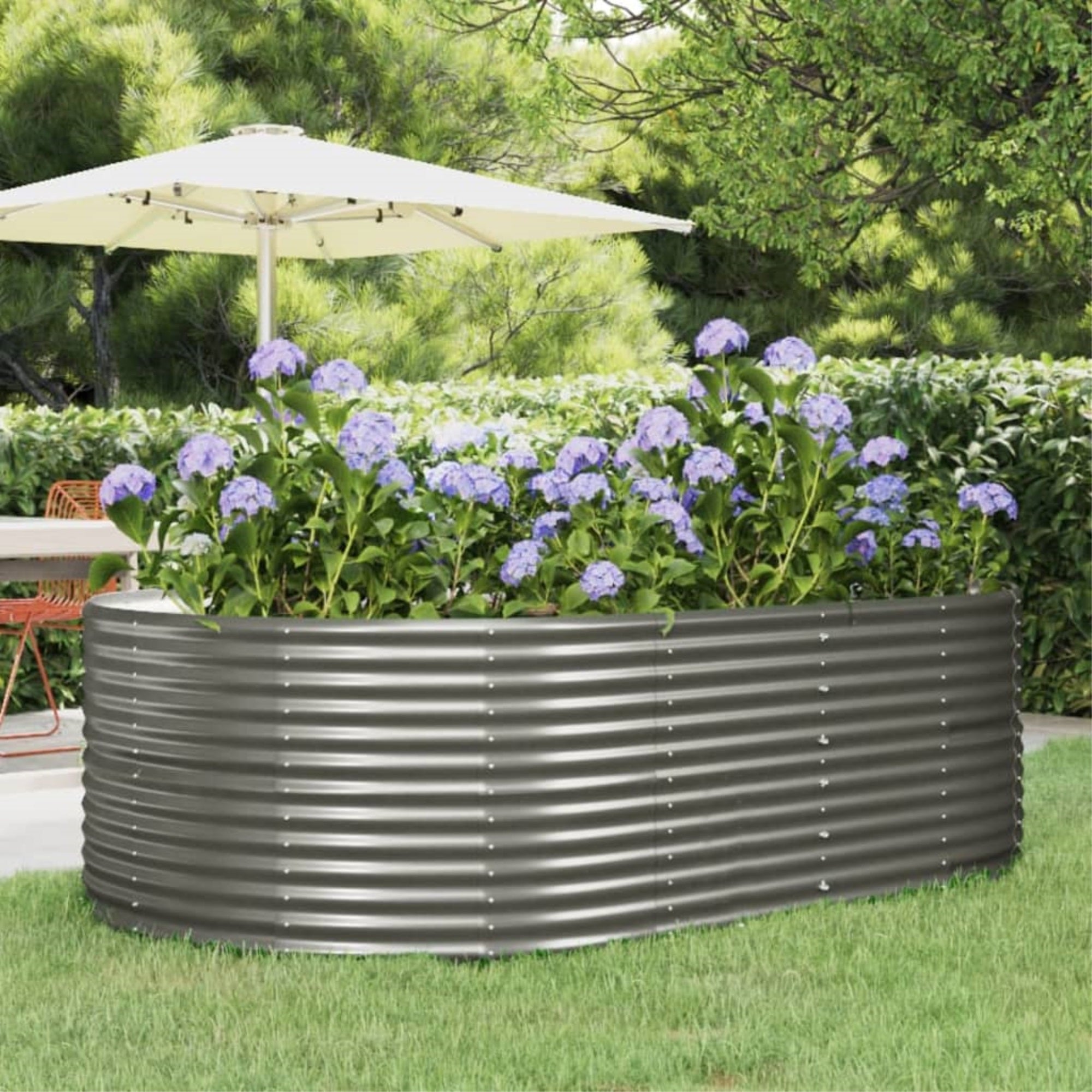 Vidaxl Garden Raised Bed Gray 83.5'X55.1'X26.8' Powder-Coated Steel