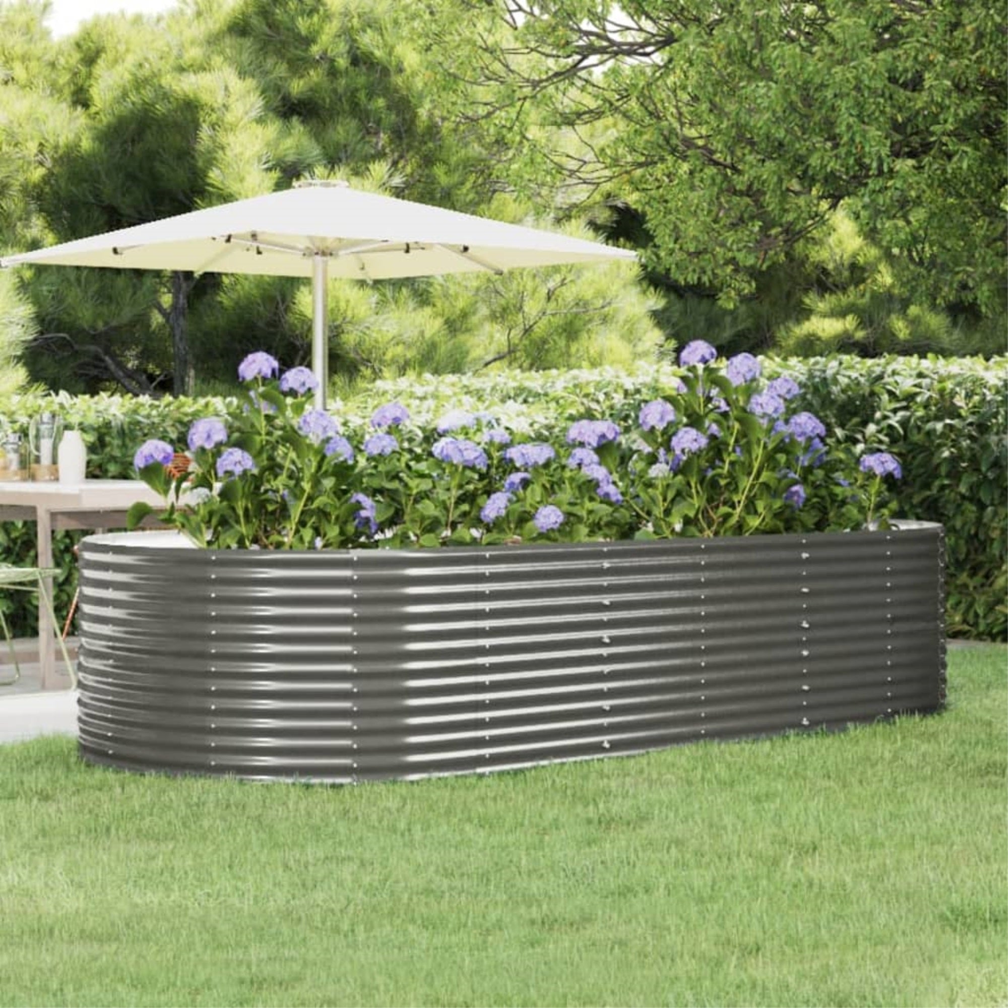 Vidaxl Garden Raised Bed Gray 114.6'X55.1'X26.8' Powder-Coated Steel