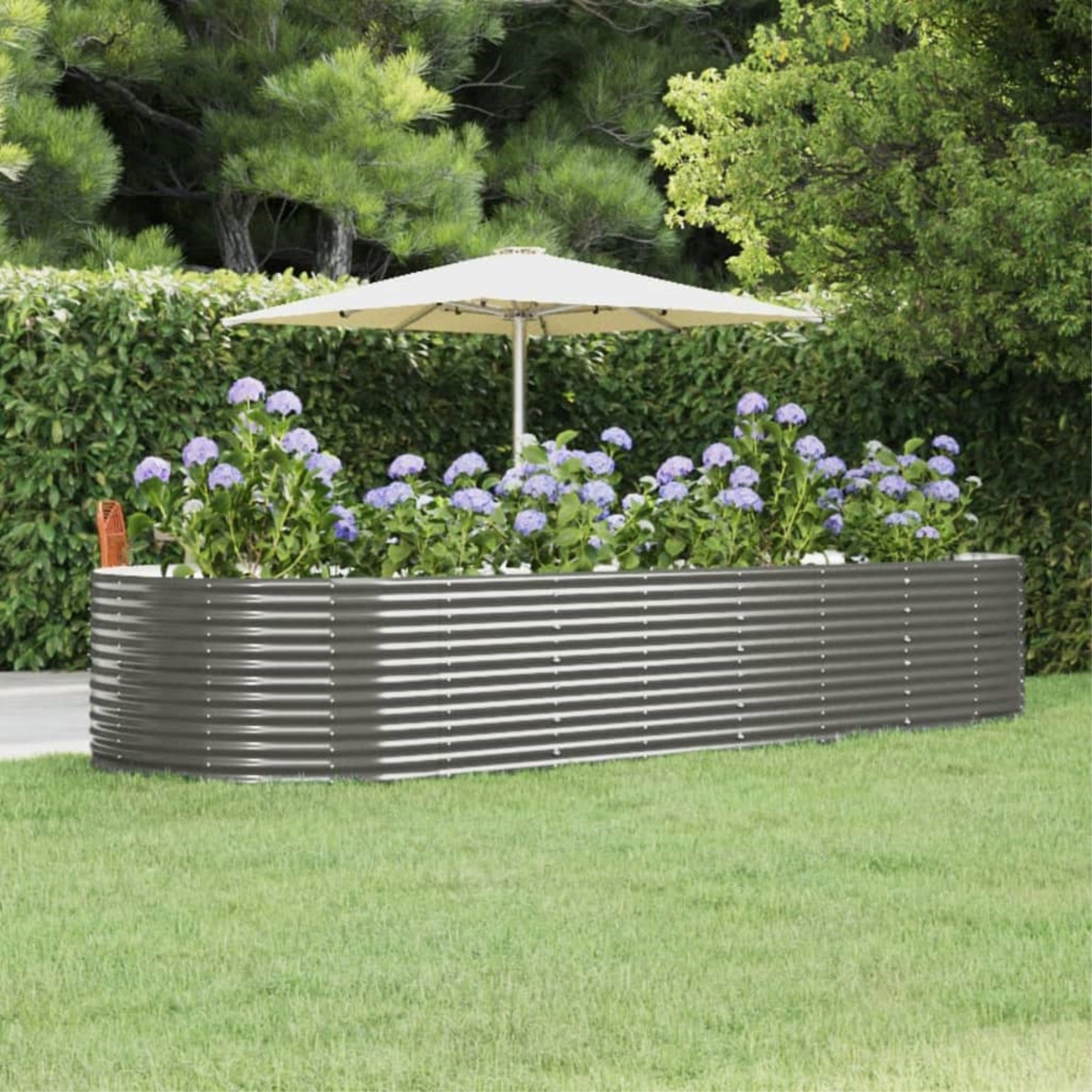 Vidaxl Garden Raised Bed Gray 144.5'X55.1'X26.8' Powder-Coated Steel