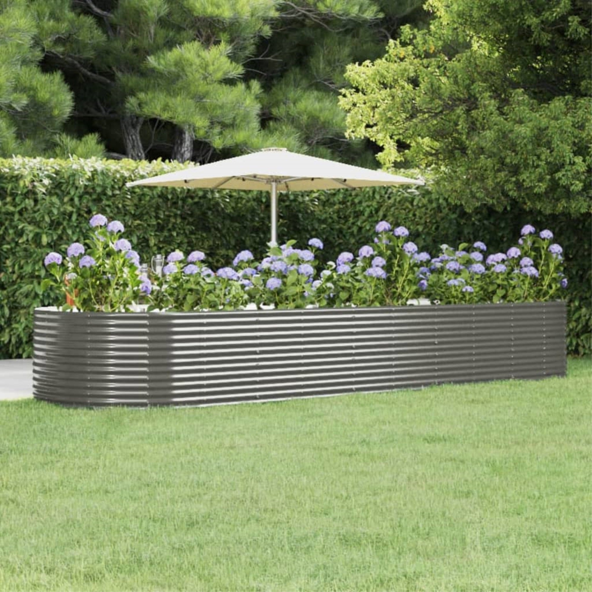 Vidaxl Garden Raised Bed Gray 176'X55.1'X26.8' Powder-Coated Steel