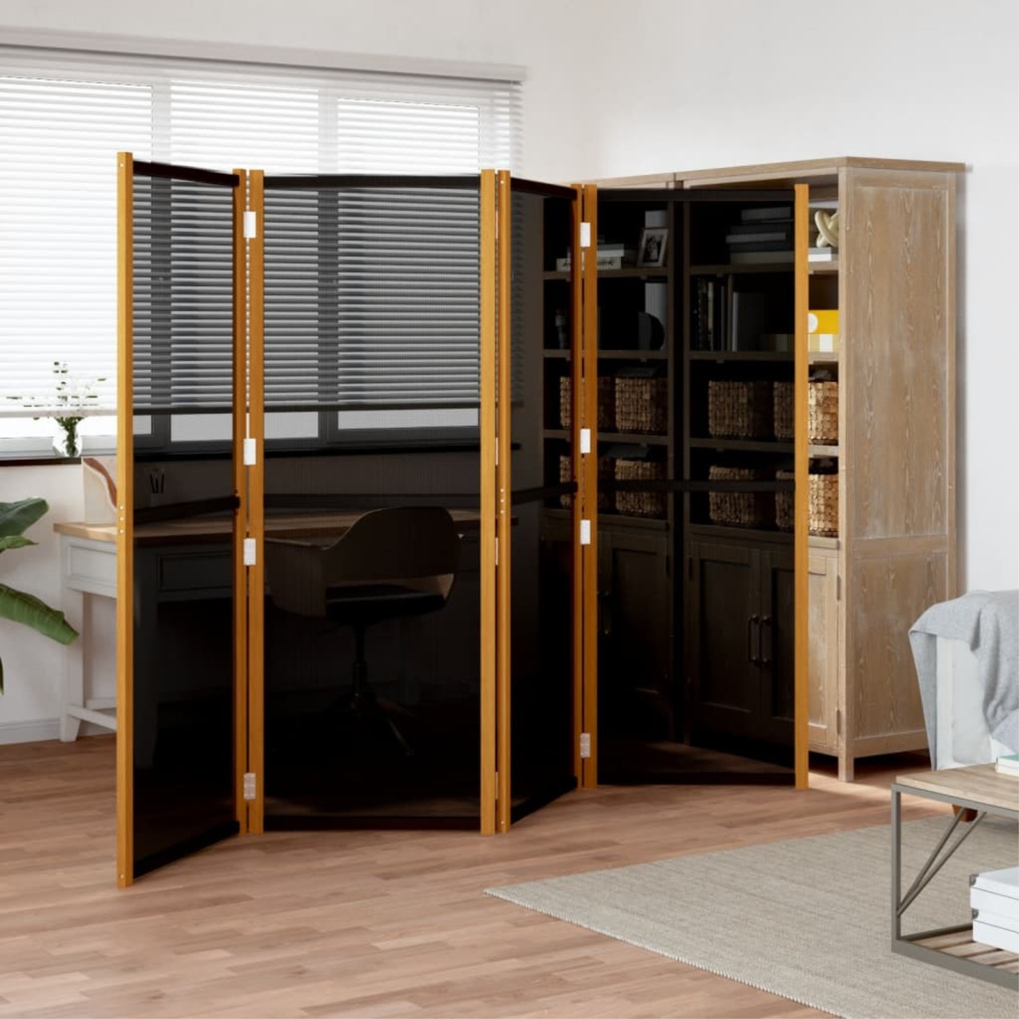 Vidaxl 4-Panel Room Divider Black 110.2'X70.9'
