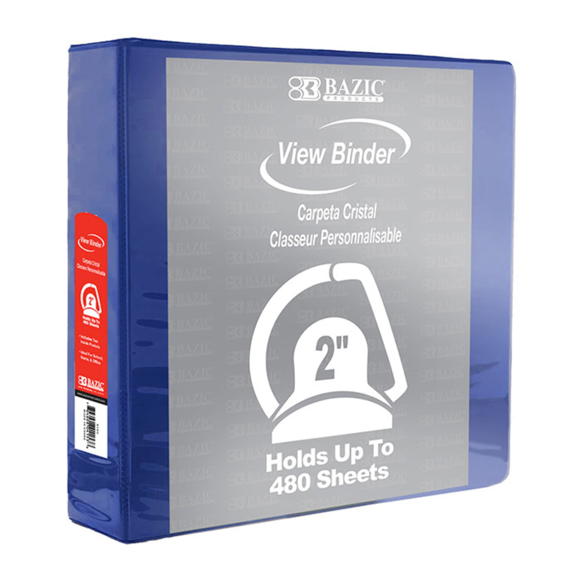 Bazic 2' Blue Slant D-Ring View Binder W/ 2-Pockets