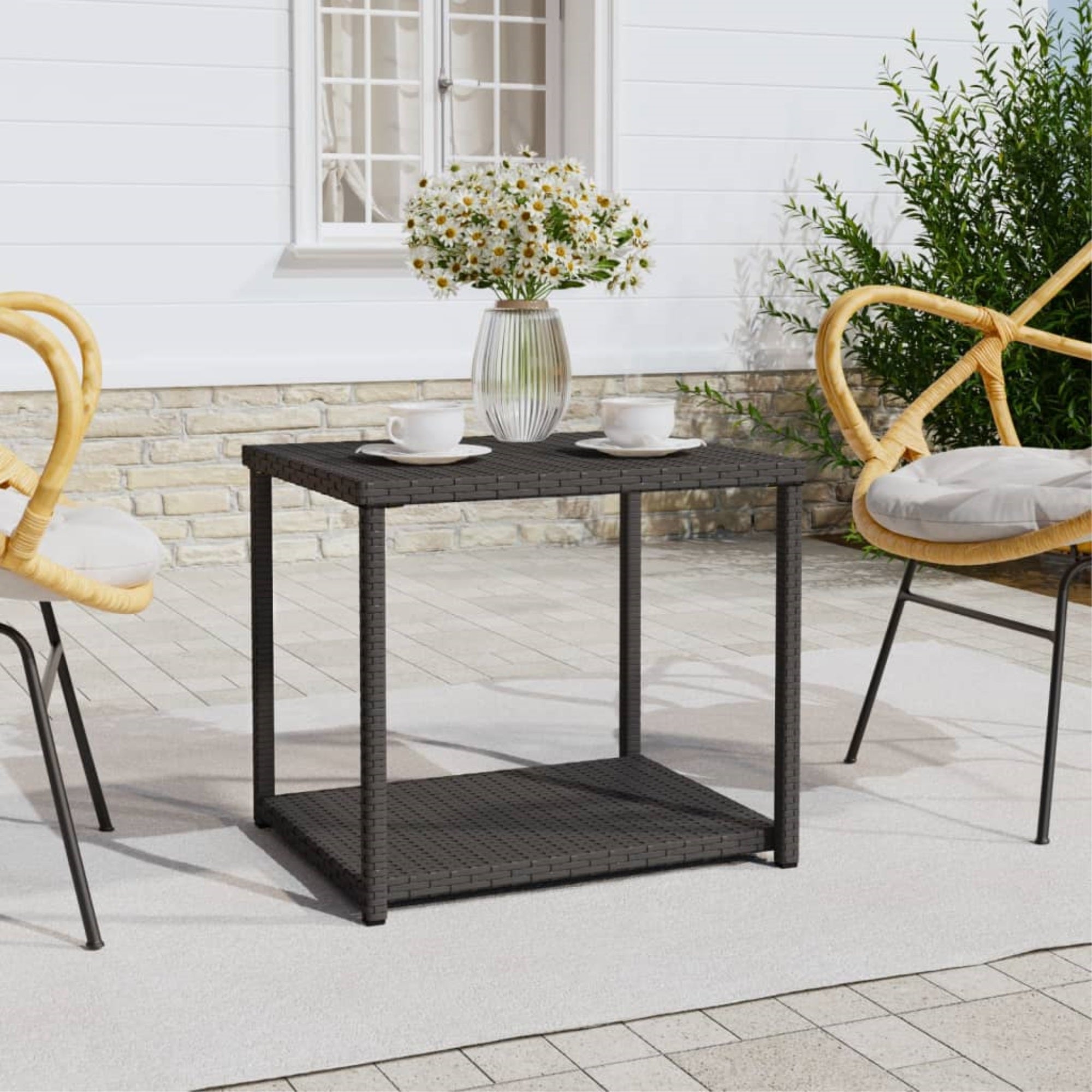 Vidaxl Side Table Black 21.7'X17.7'X19.3' Poly Rattan