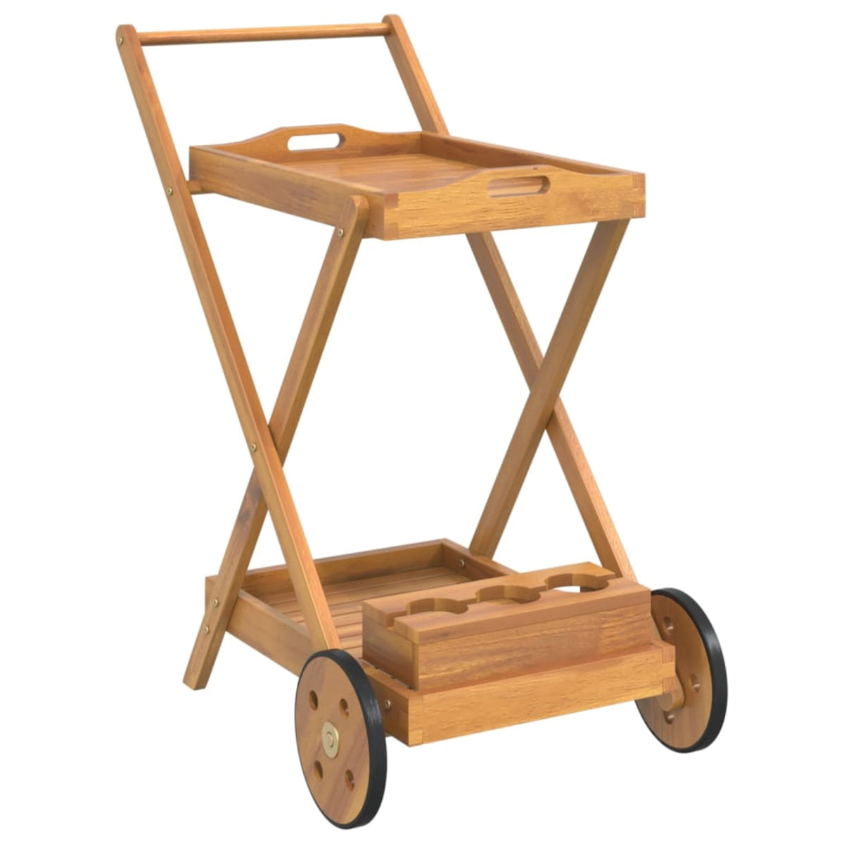 Vidaxl Tea Trolley 21.3'X34.3'X35.4' Solid Wood Acacia