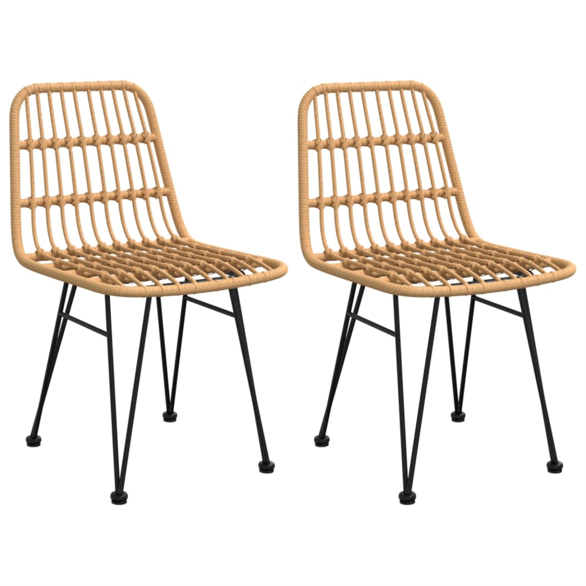 Vidaxl Patio Chairs 2 Pcs 18.9'X24.4'X33.1' Pe Rattan