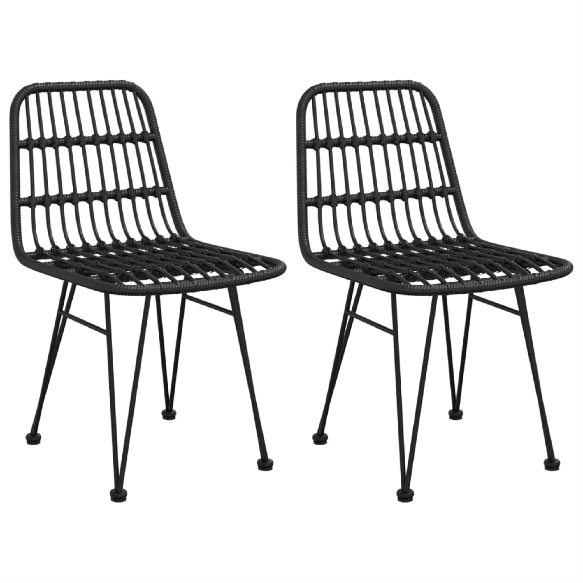 Vidaxl Patio Chairs 2 Pcs Black 18.9'X24.4'X33.1' Pe Rattan