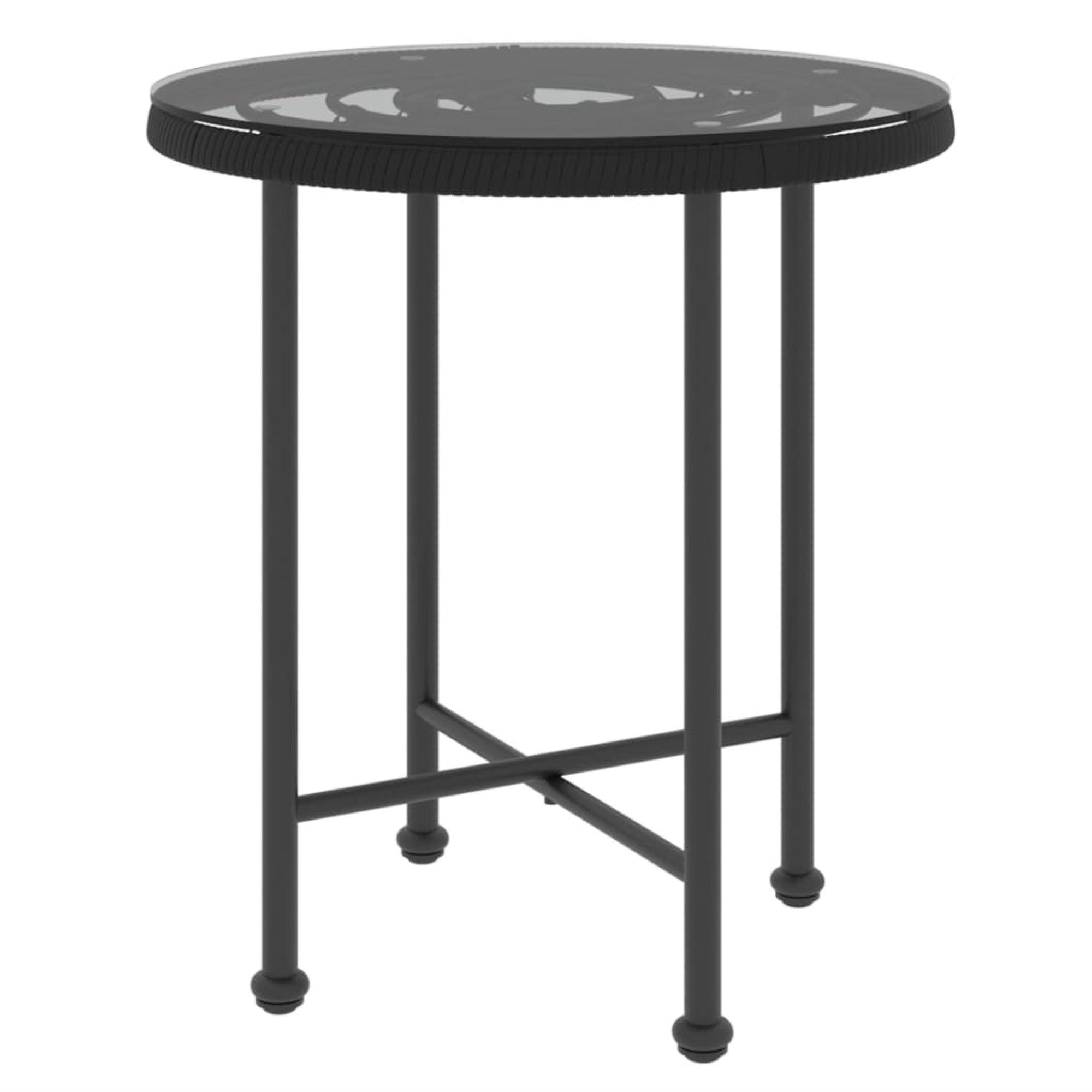 Vidaxl Dining Table Black 19.7'Tempered Glass And Steel
