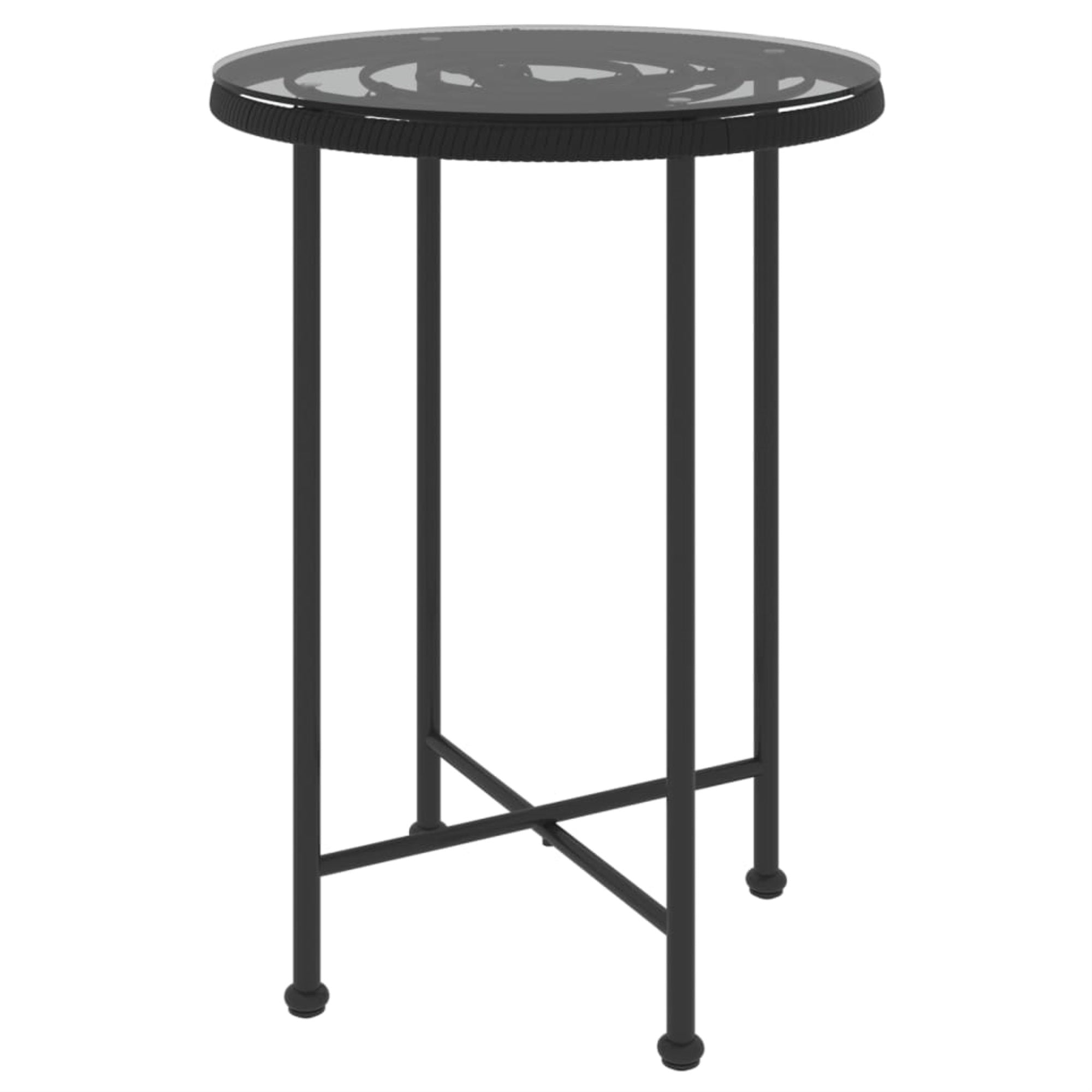 Vidaxl Dining Table Black 21.7'Tempered Glass And Steel