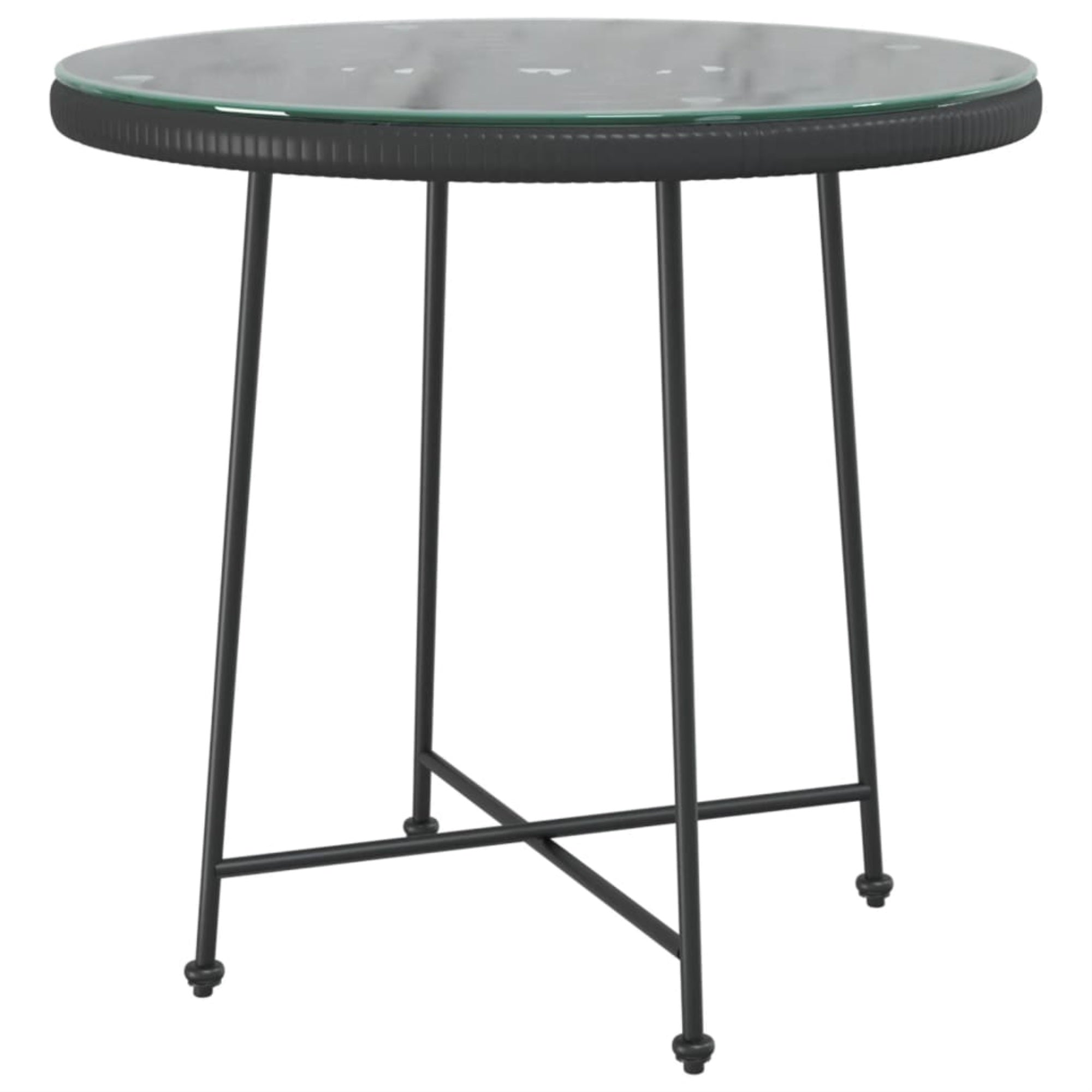 Vidaxl Dining Table Black 31.5'Tempered Glass And Steel
