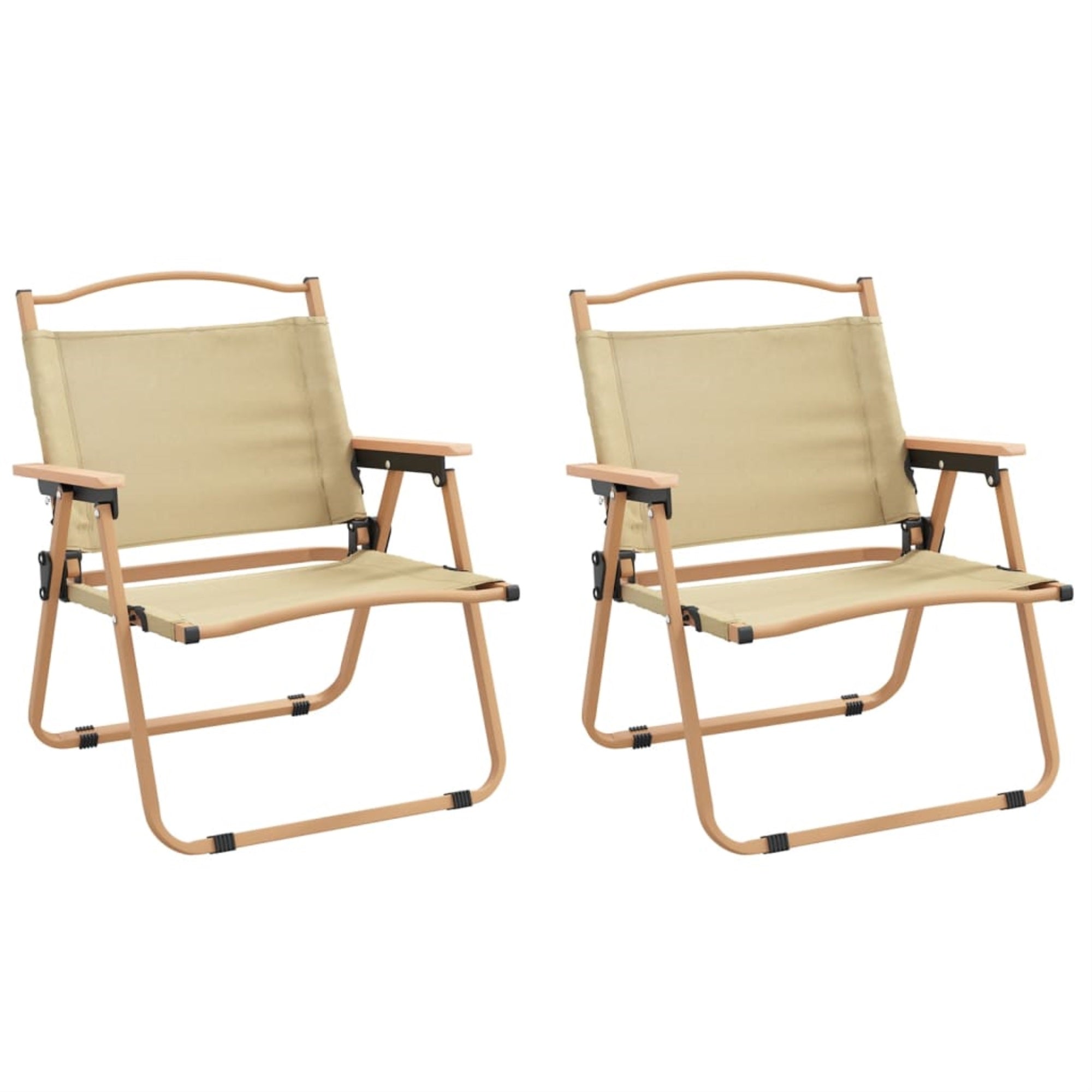 Vidaxl Camping Chairs 2 Pcs Beige 21.3'X16.9'X23.2' Oxford Fabric