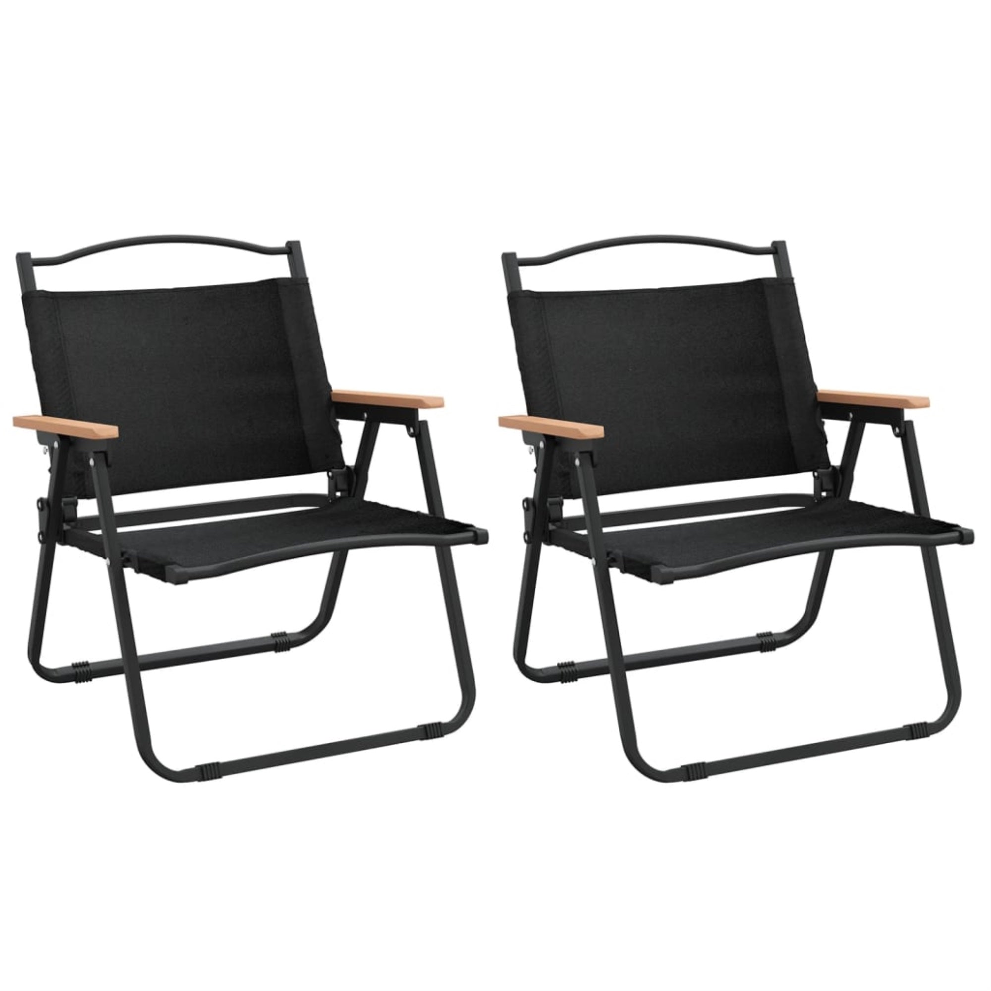 Vidaxl Camping Chairs 2 Pcs Black 21.3'X16.9'X23.2' Oxford Fabric