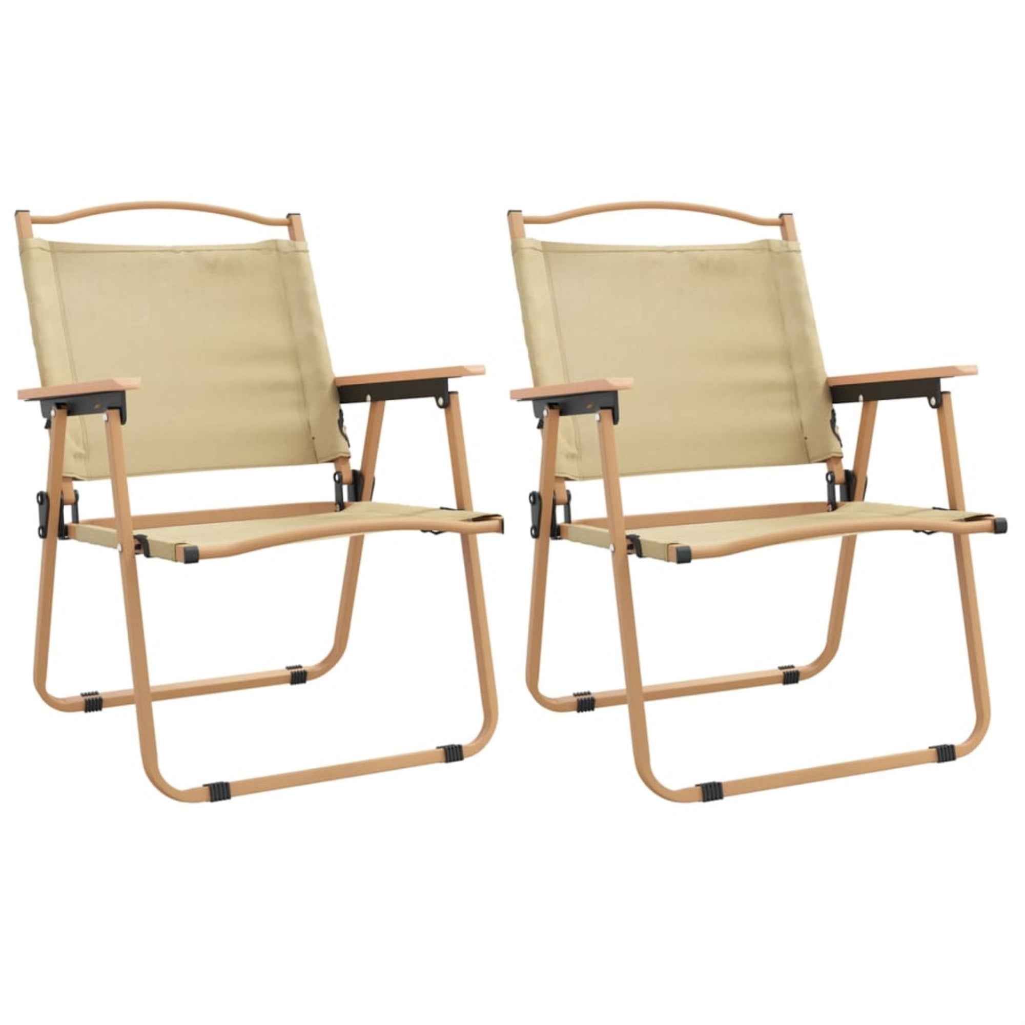Vidaxl Camping Chairs 2 Pcs Beige 21.3'X21.7'X30.7' Oxford Fabric