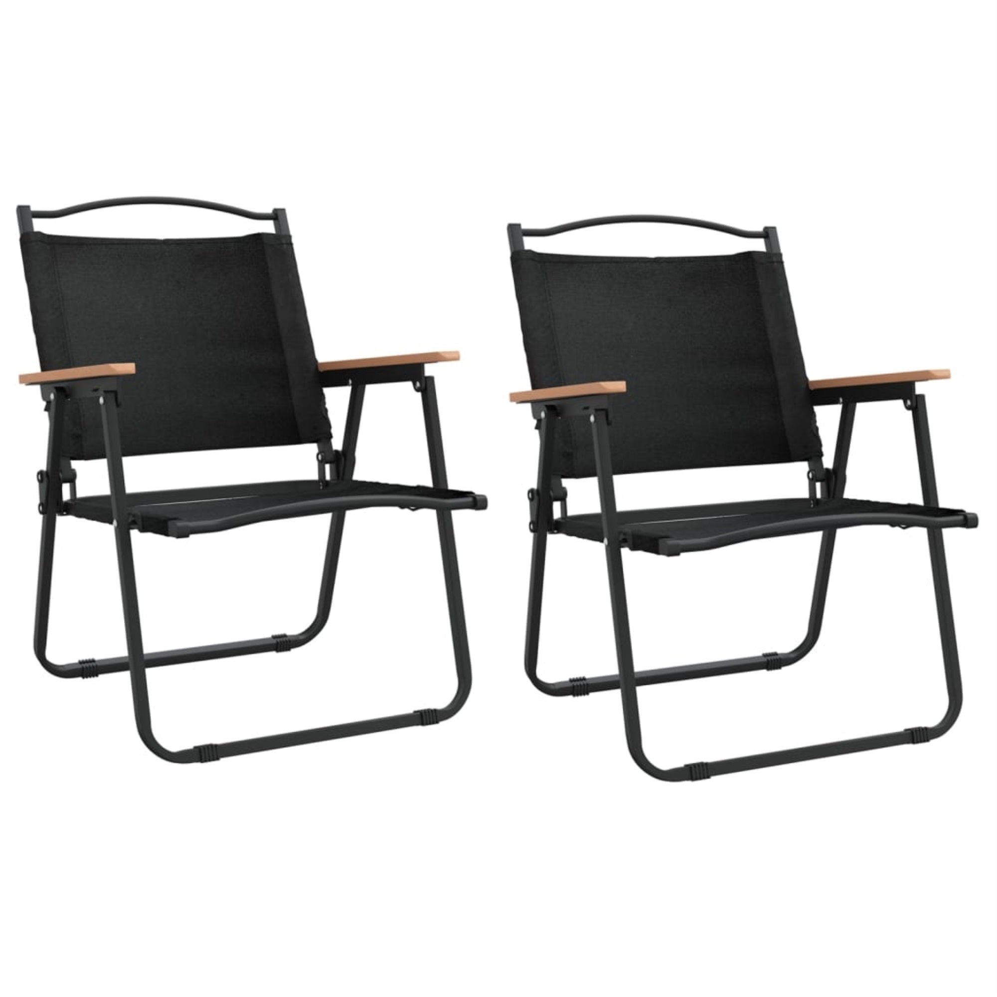 Vidaxl Camping Chairs 2 Pcs Black 21.3'X21.7'X30.7' Oxford Fabric