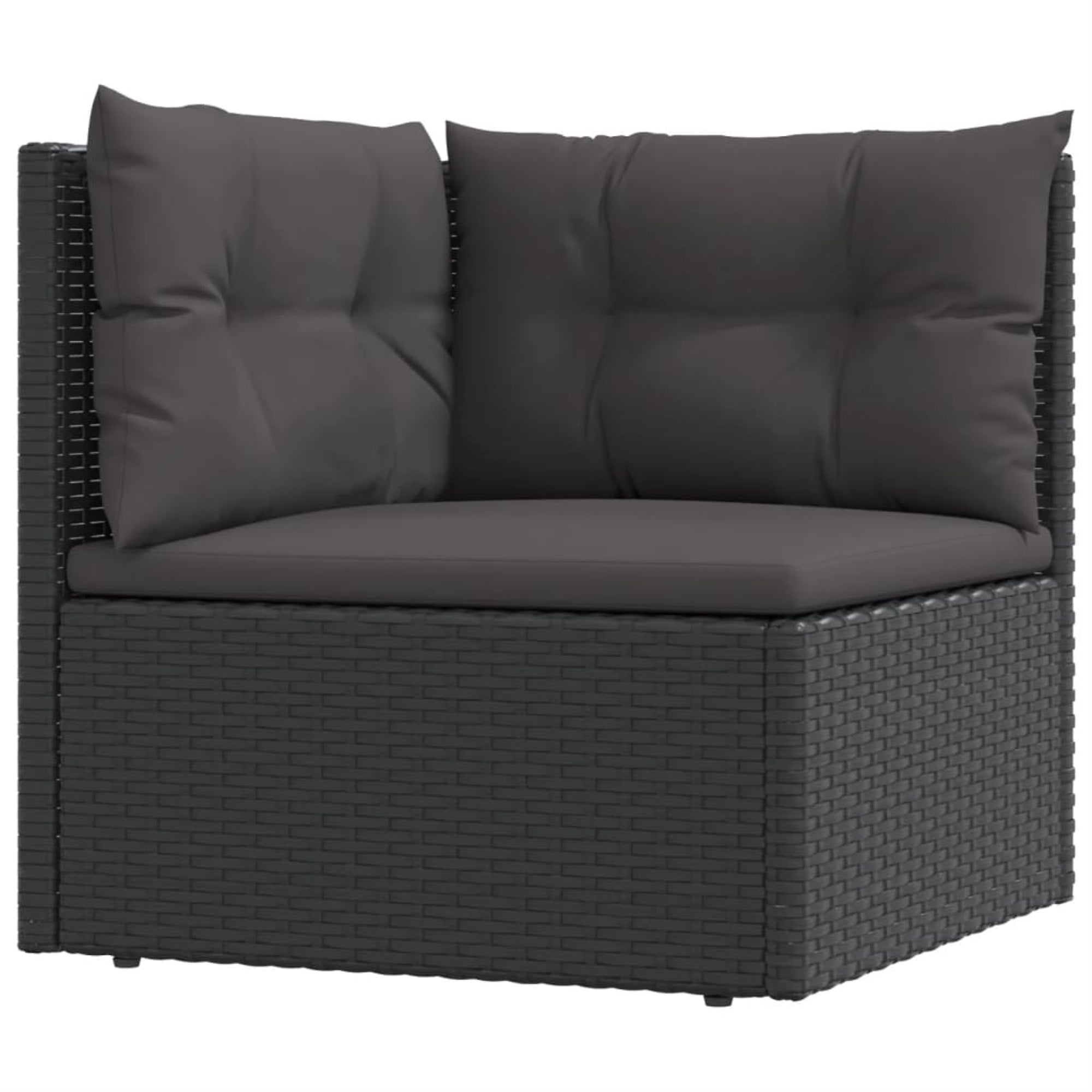 Vidaxl Patio Corner Sofa With Cushions Black Poly Rattan