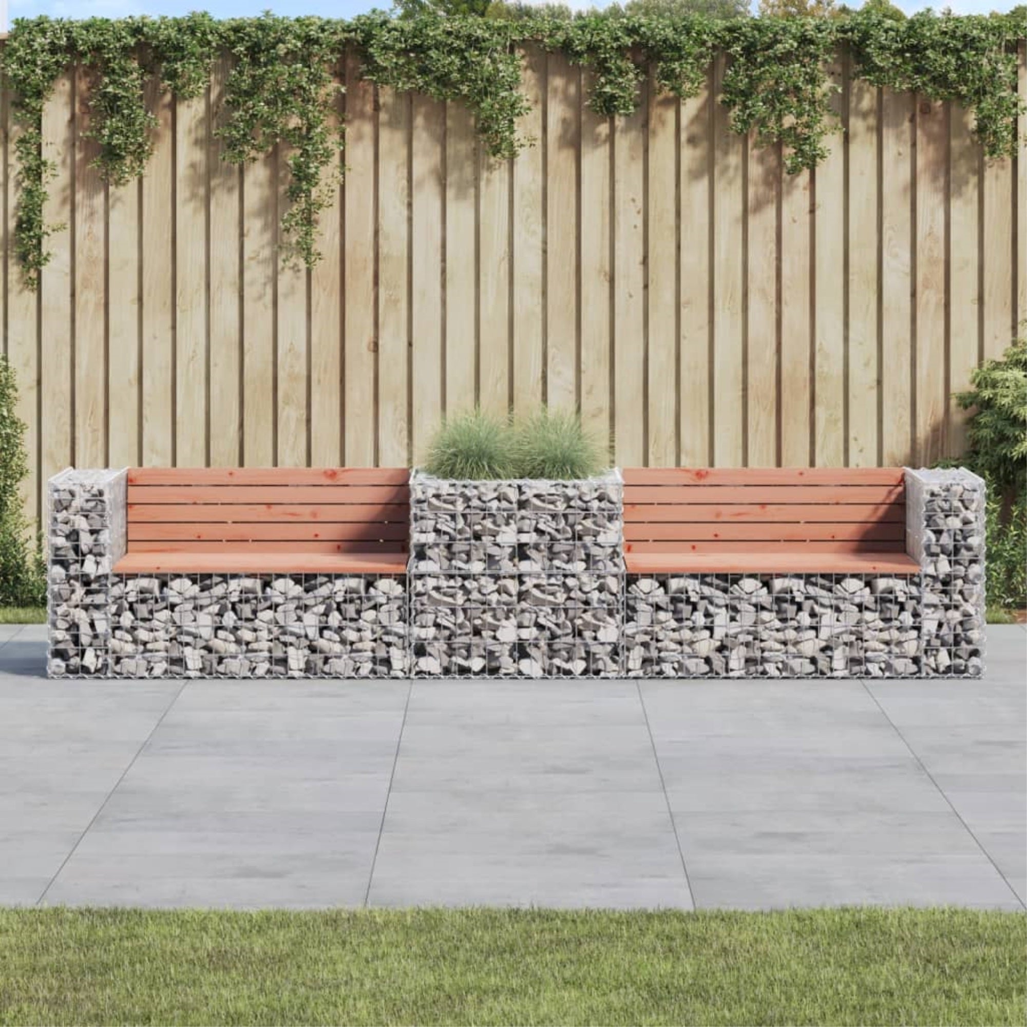 Vidaxl Patio Bench With Gabion Basket Solid Wood Douglas