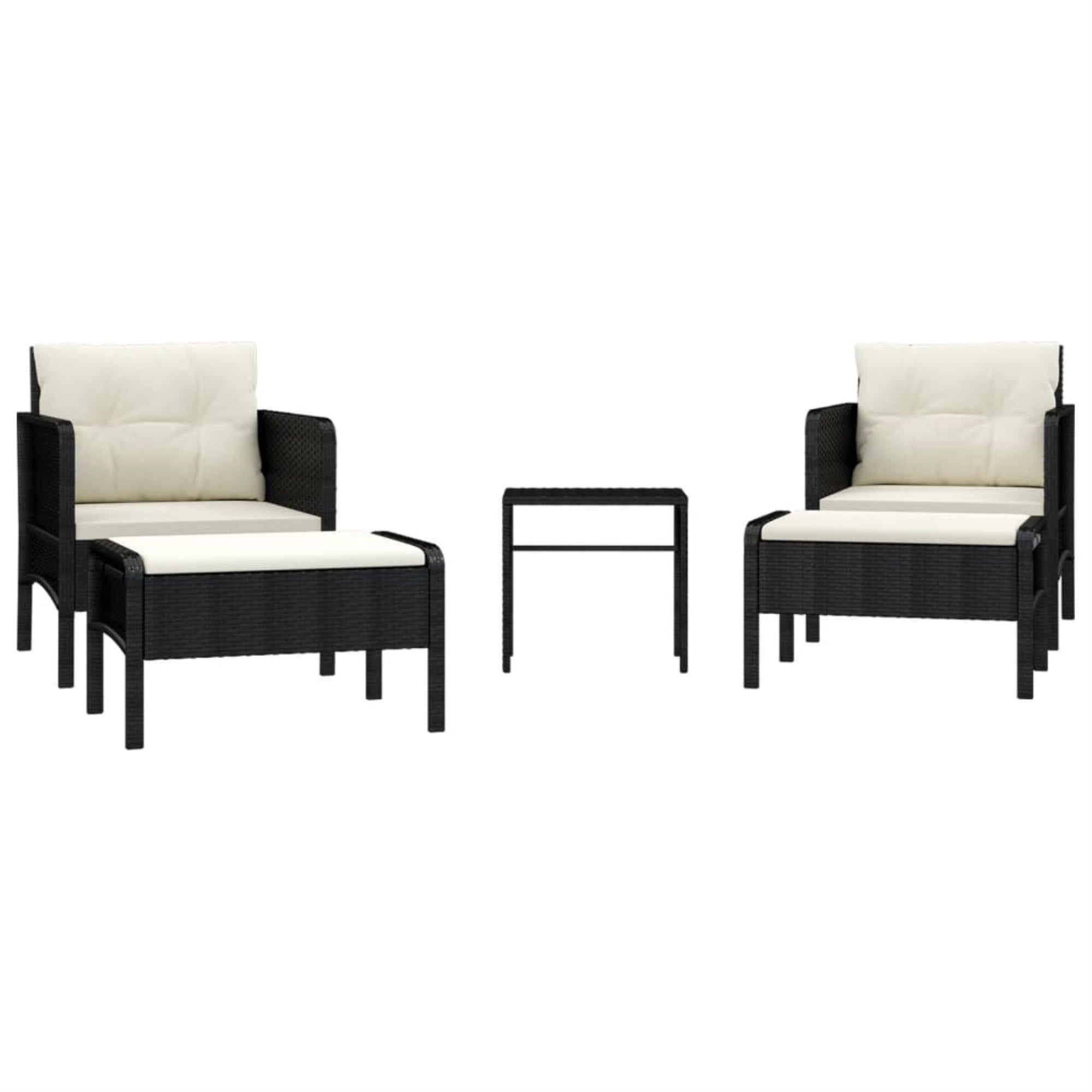 Vidaxl 5 Piece Patio Lounge Set With Cushions Black Poly Rattan