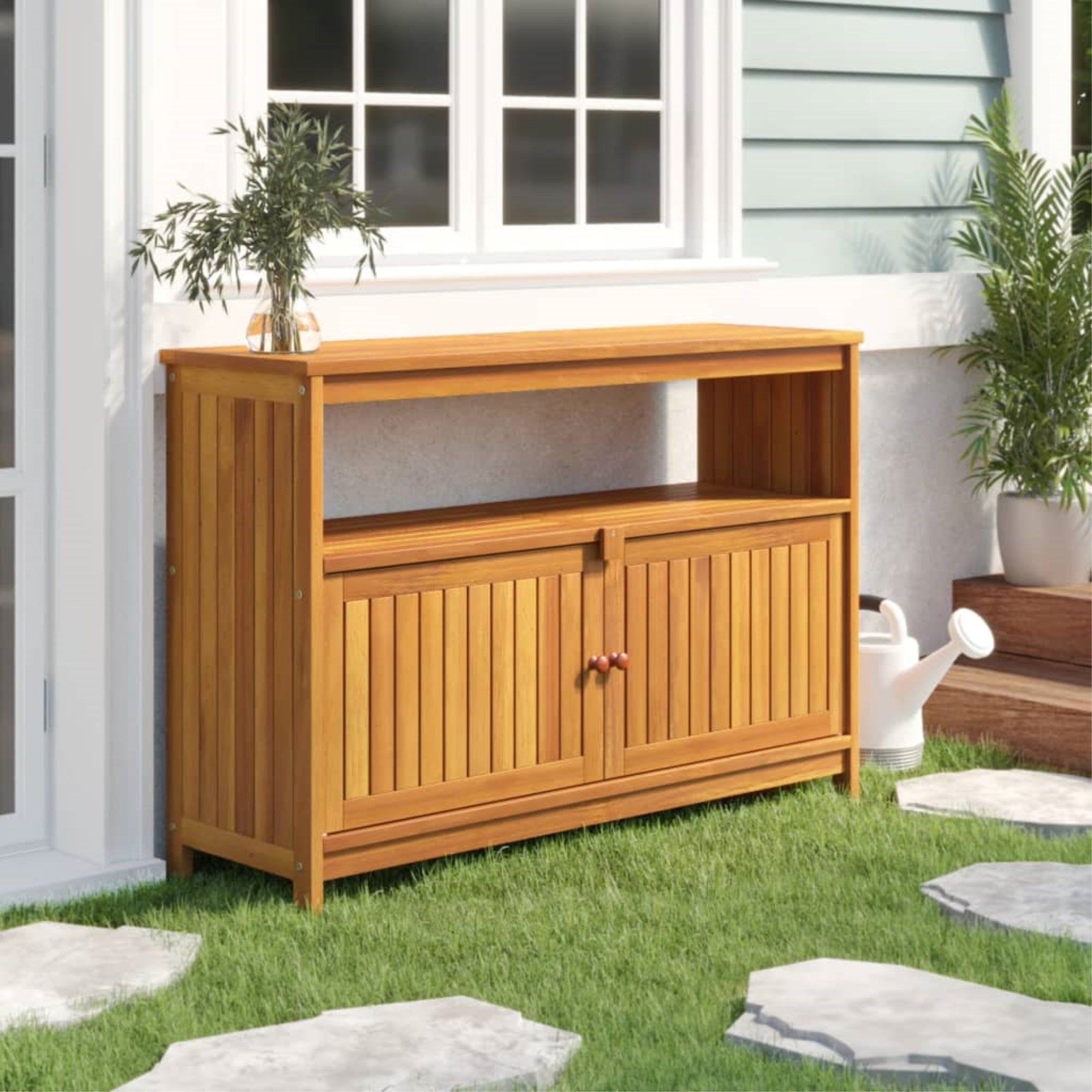 vidaXL Patio Console Table 43.3″x13.8″x29.5″ Solid Wood Acacia