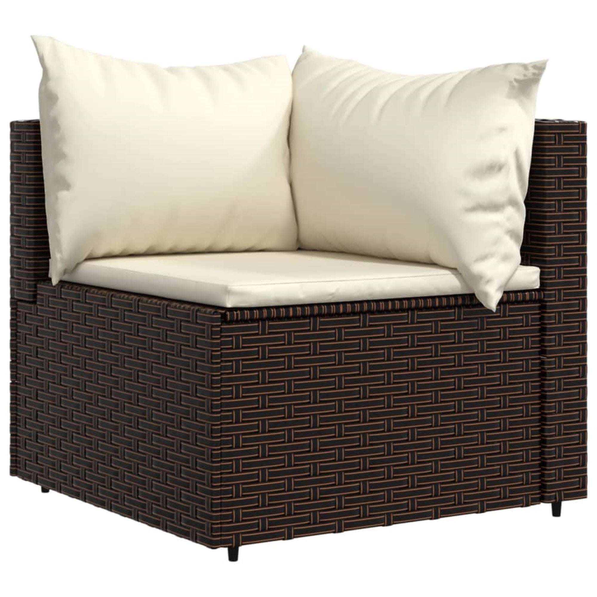 Vidaxl Patio Corner Sofa With Cushions Brown Poly Rattan