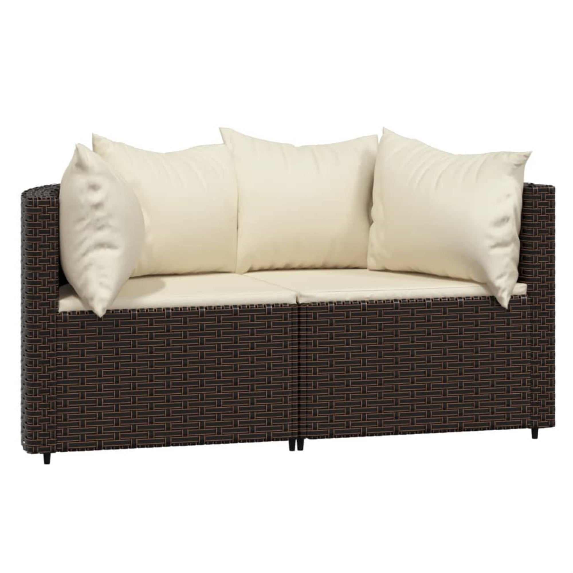 Vidaxl Patio Corner Sofas With Cushions 2 Pcs Brown Poly Rattan