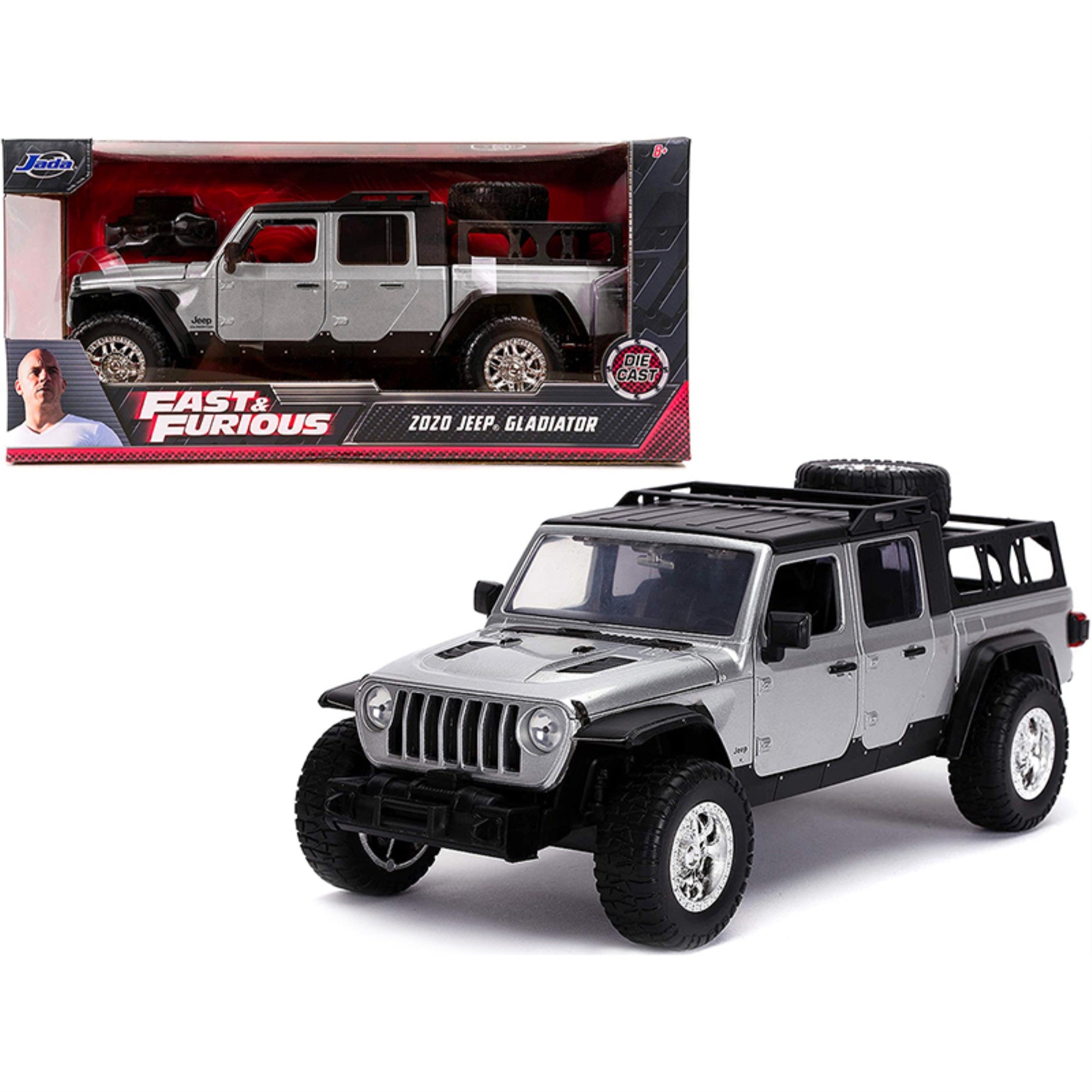 2020 Jeep Gladiator Pickup Truck Silver With Black Top 'Fast & Furious' Series 1/24 Diecast Model Car By Jada