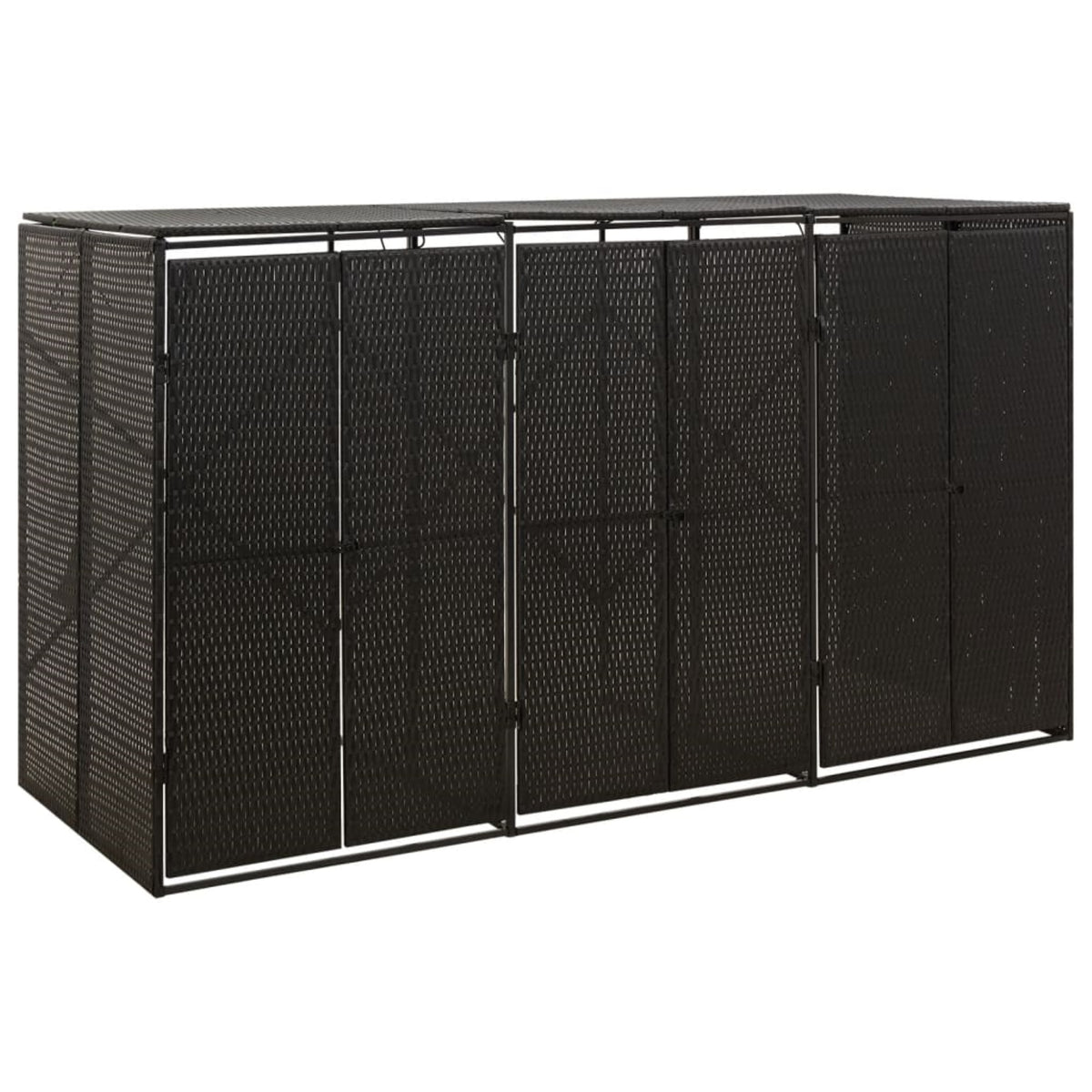Vidaxl Triple Wheelie Bin Shed Black 81.5'X31.5'X46.1' Poly Rattan