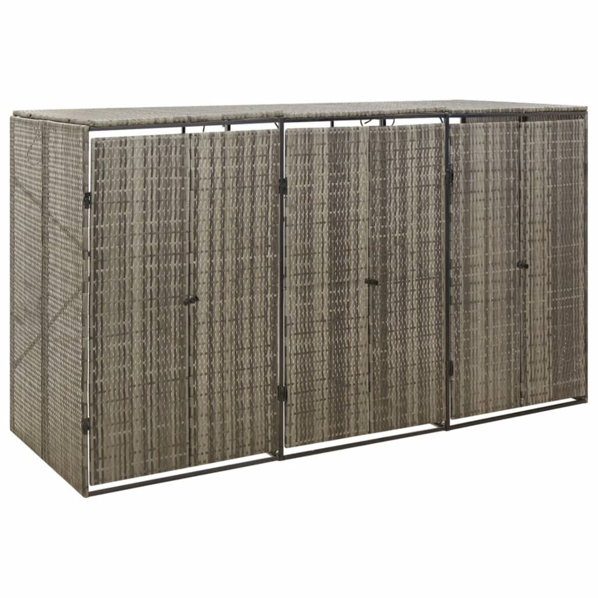 Vidaxl Triple Wheelie Bin Shed Gray 81.5'X31.5'X46.1' Poly Rattan