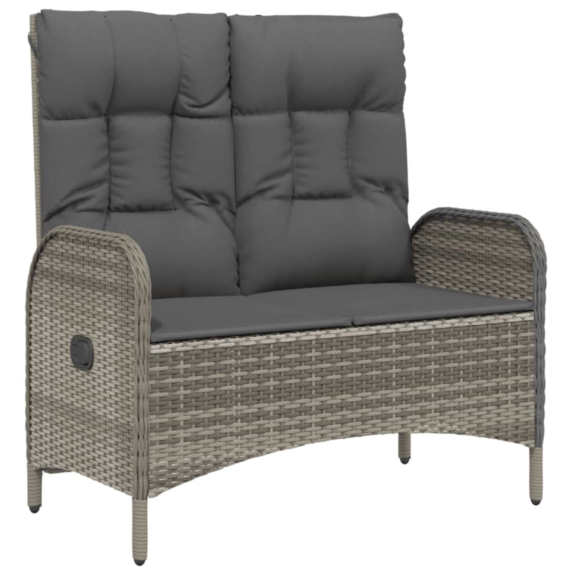 Vidaxl Reclining Patio Bench With Cushions 42.1' Poly Rattan Gray