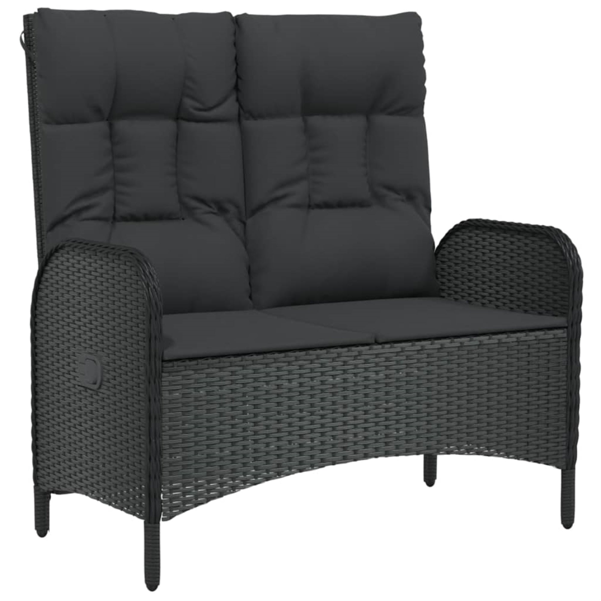Vidaxl Reclining Patio Bench With Cushions 42.1' Poly Rattan Black
