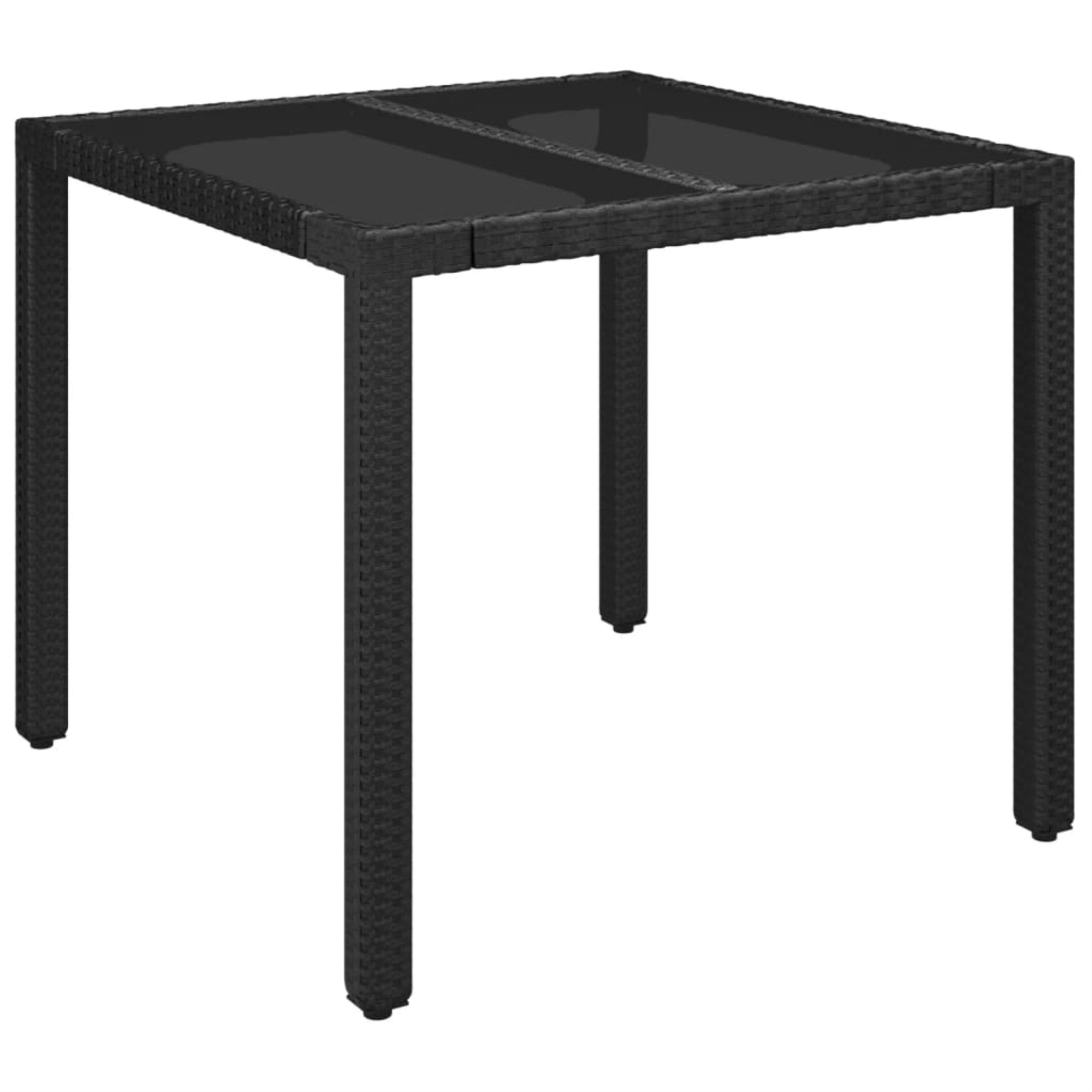 Vidaxl Patio Table With Glass Top Black 35.4'X35.4'X29.5' Poly Rattan