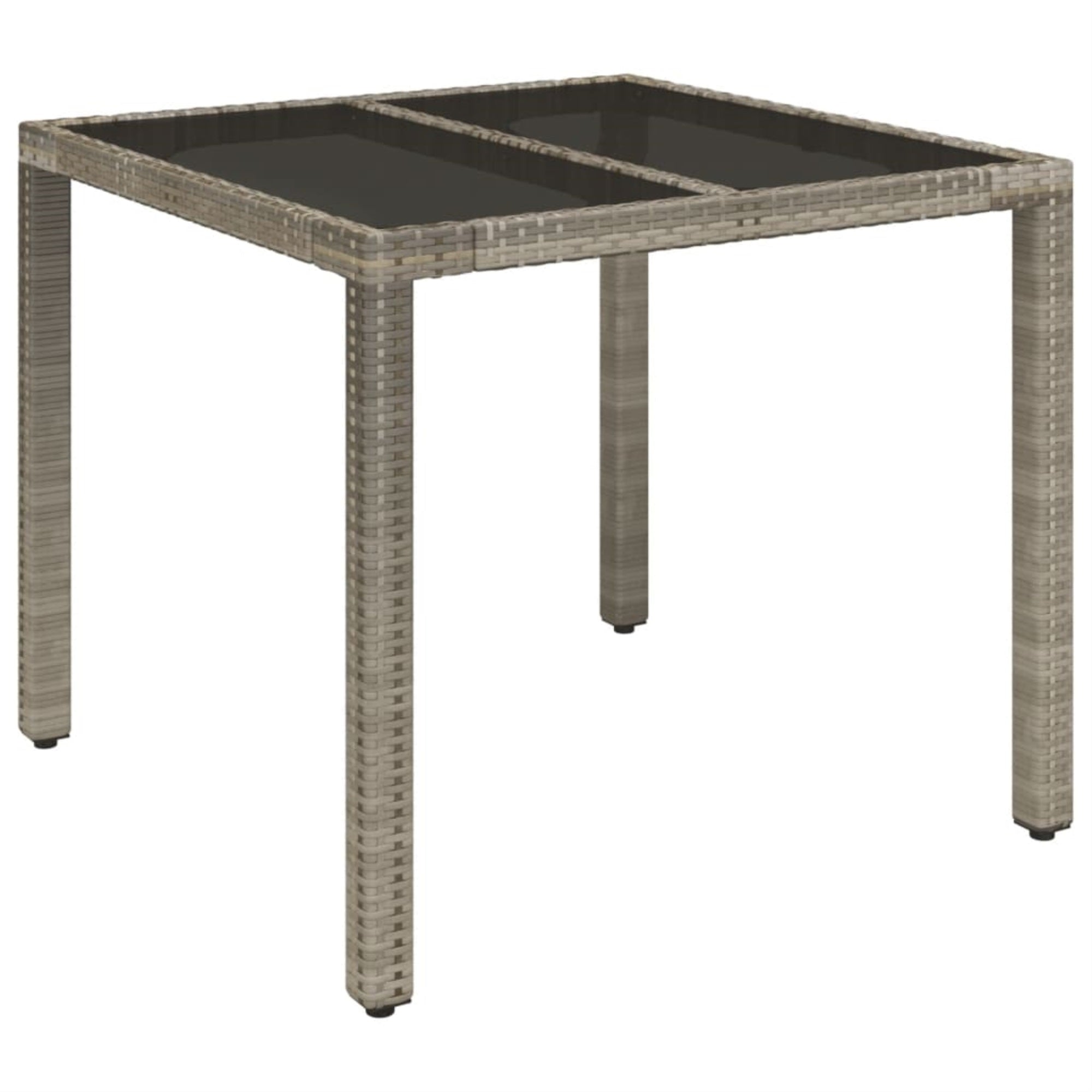 Vidaxl Patio Table With Glass Top Gray 35.4'X35.4'X29.5' Poly Rattan