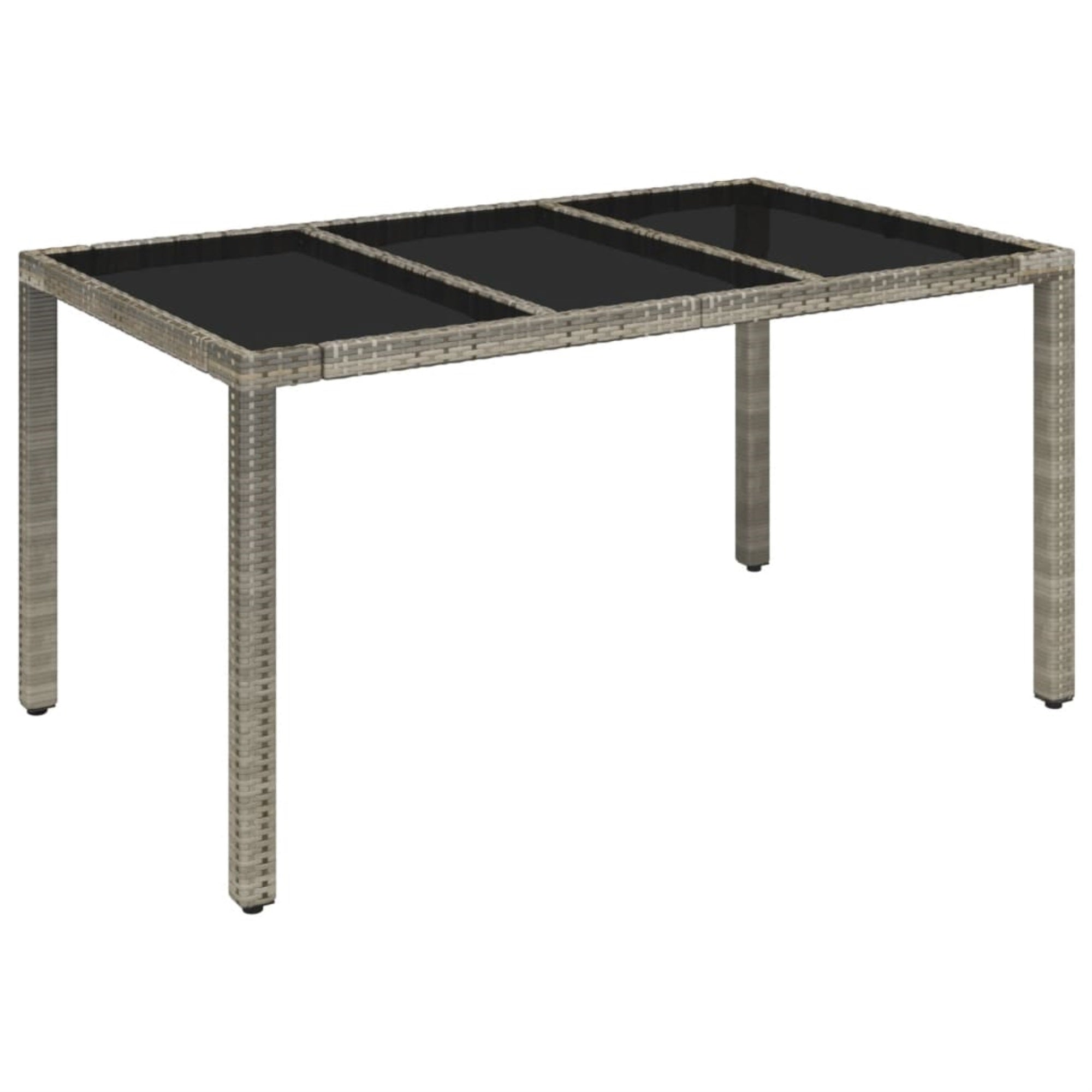 Vidaxl Patio Table With Glass Top Gray 59.1'X35.4'X29.5' Poly Rattan