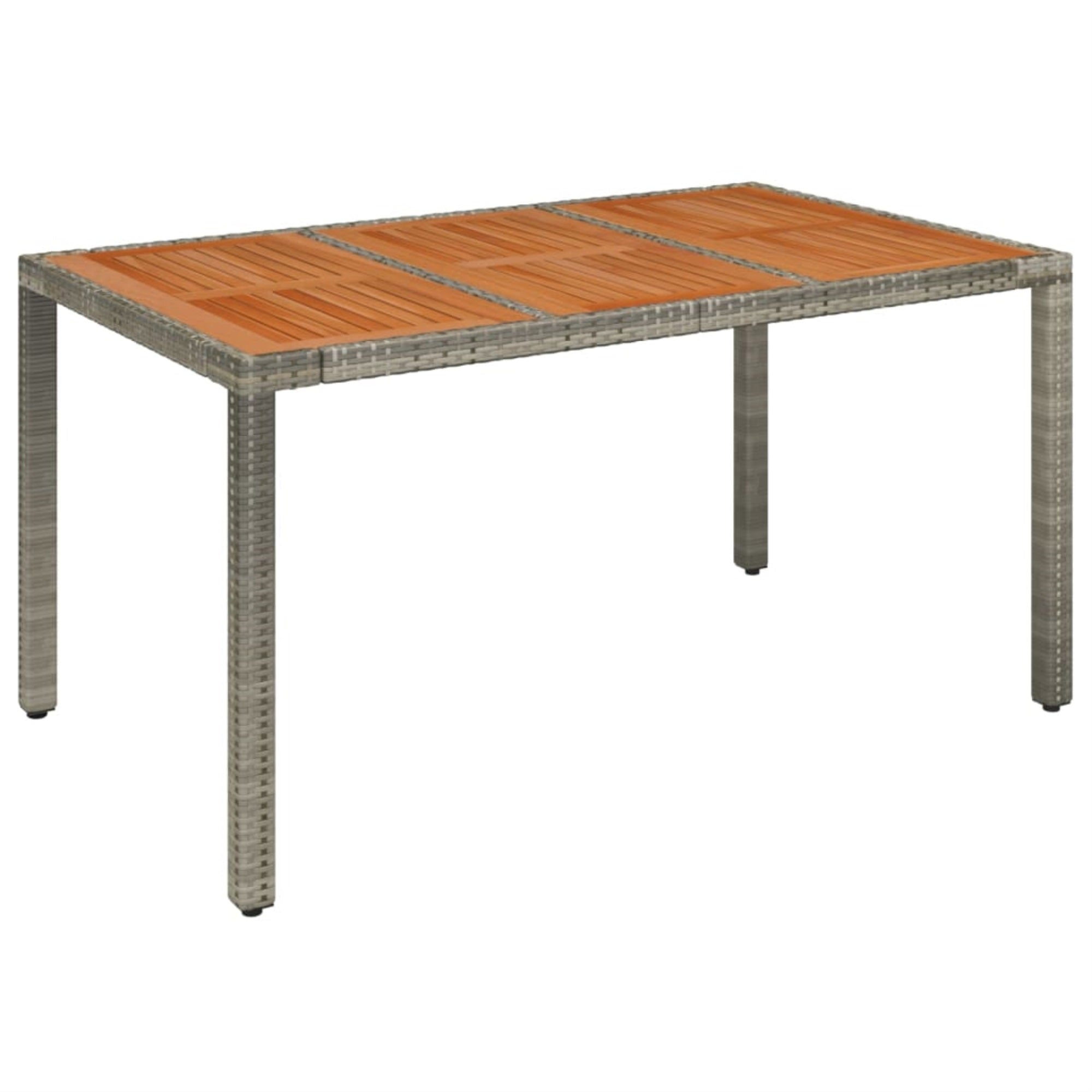 Vidaxl Patio Table With Wooden Top Gray 59.1'X35.4'X29.5' Poly Rattan