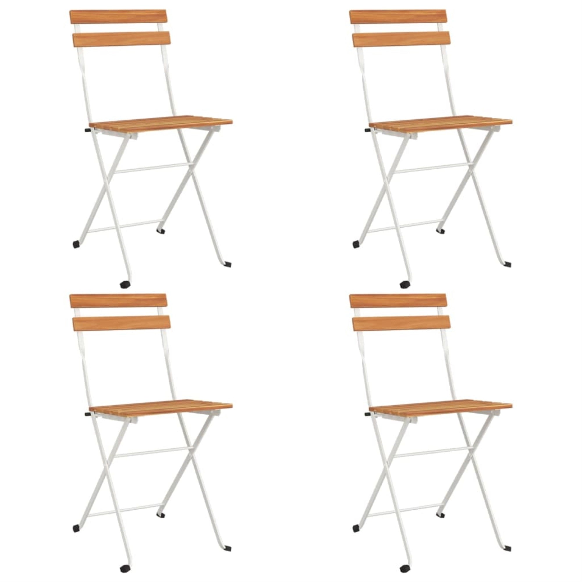 Vidaxl Folding Bistro Chairs 4 Pcs Solid Wood Acacia And Steel