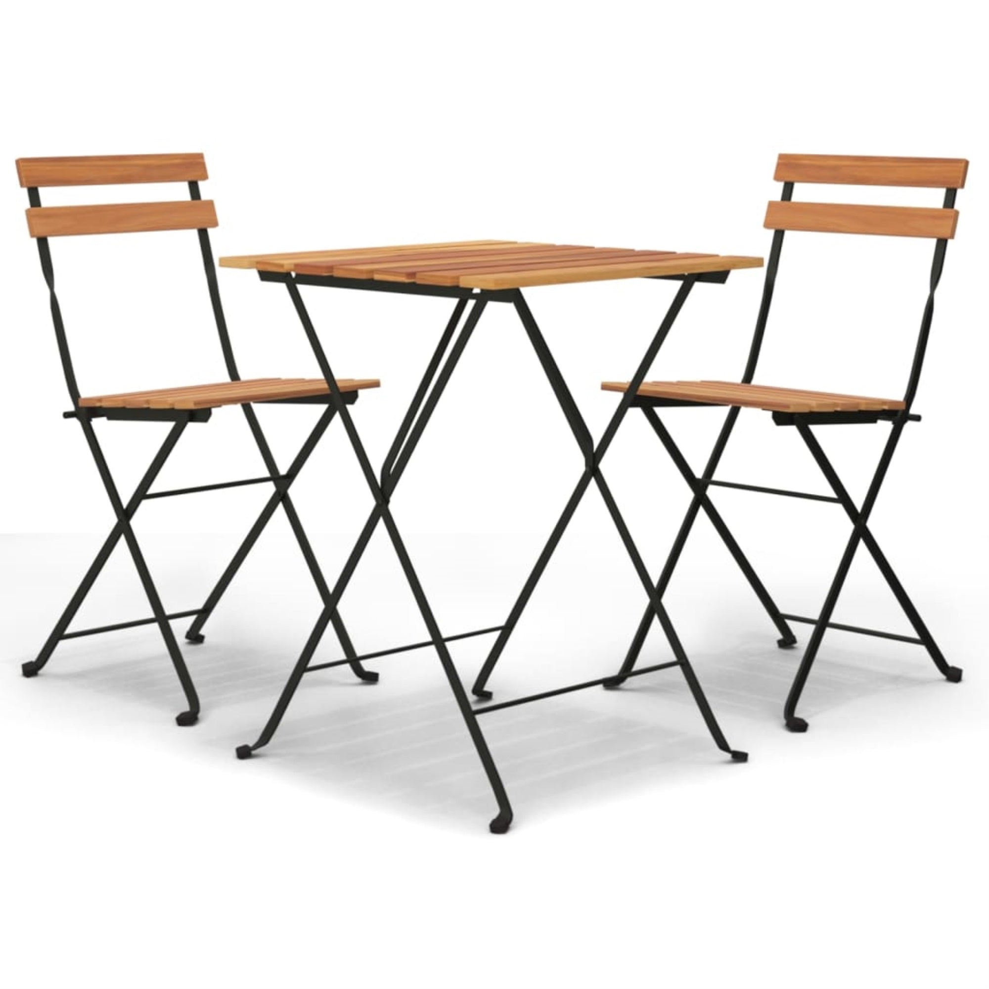 Vidaxl 3 Piece Folding Bistro Set Solid Wood Teak And Steel