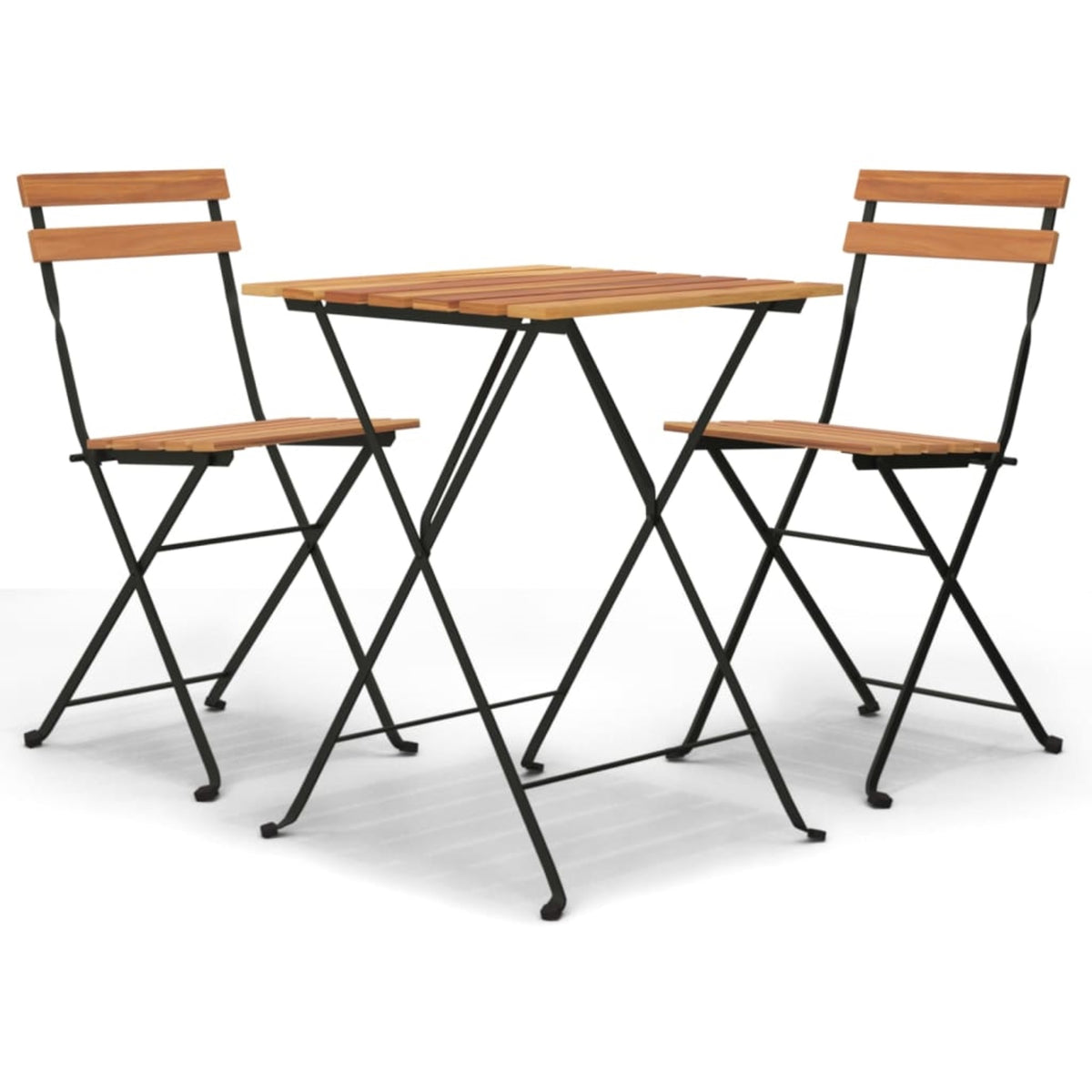 Vidaxl 3 Piece Folding Bistro Set Solid Wood Teak And Steel