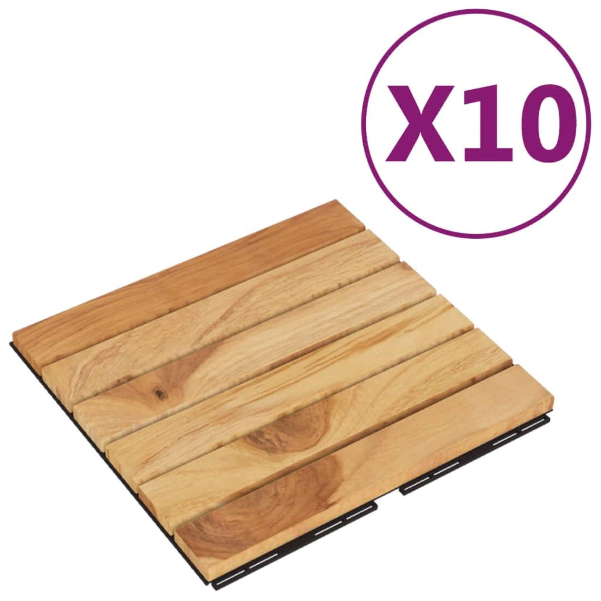 Vidaxl Decking Tiles 10 Pcs 11.8'X11.8' Solid Wood Teak Vertical Pattern