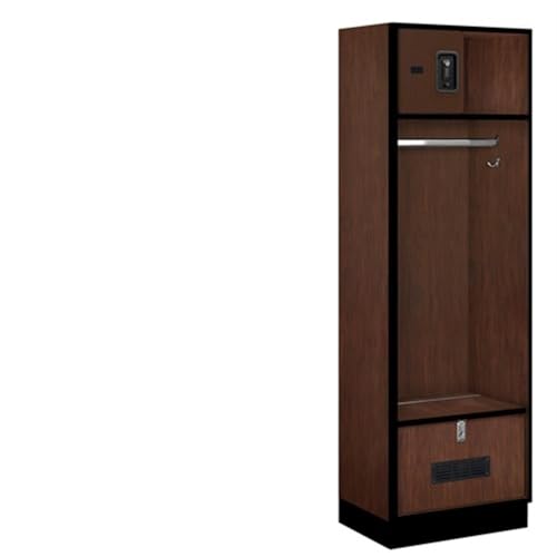 Salsbury 24 Wide Designer Wood Open Access Locker - 6 Feet High - 18 Inches Deep - Mahogany - Black Resettable Locks