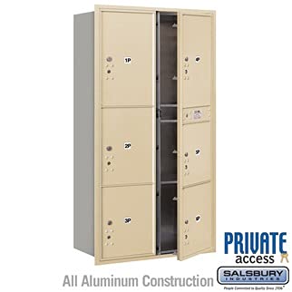 Maximum Height Recessed Mounted 4C Horizontal Parcel Locker with 6 Parcel Lockers in Sandstone with Private Access - Front Loading