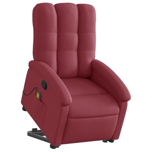 vidaXL Stand up Massage Recliner Chair Wine Red Fabric