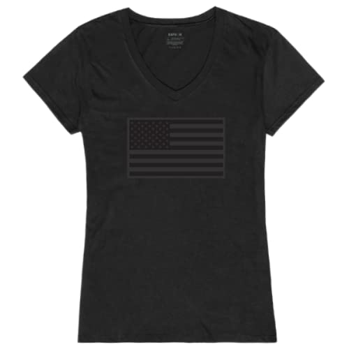 Graphic V-Neck, Tonal Flag, Black, M