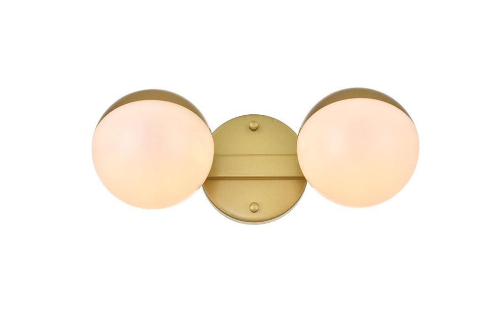 Living District Majesty 2-Light Metal Bath Sconce In Brass/Frosted White