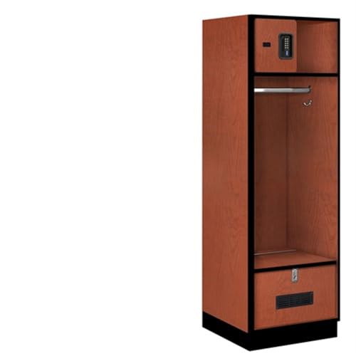 Salsbury 24 Wide Designer Wood Open Access Locker - 6 Feet High - 24 Inches Deep - Cherry - Black Electronic Locks