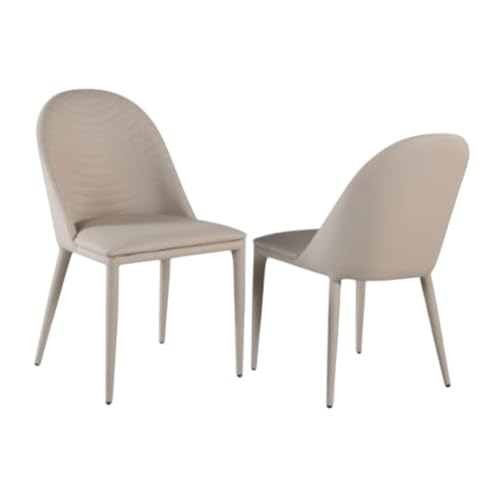 Envik Side Dining Chair Set of 2, Brown Metal, Faux Leather Foam Cushions