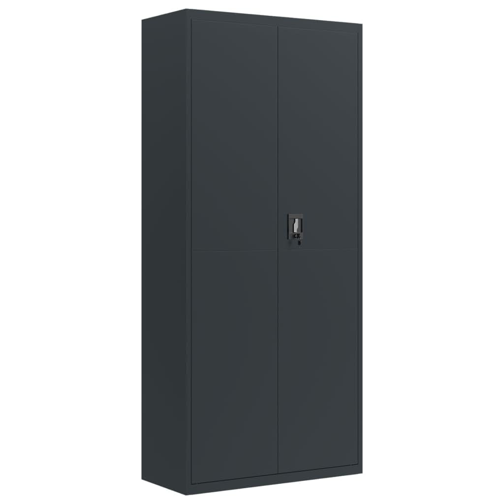Vidaxl File Cabinet, Locking Storage Cabinet With 2 Keys, Filing Cabinet For Home Office, Storage Cupboard, Industrial Style, Anthracite Steel