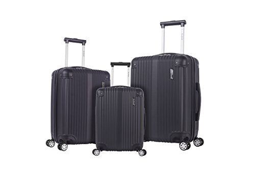 Rockland Berlin Hardside Expandable Spinner Wheel Luggage, Black, 3-Piece Set (202428)
