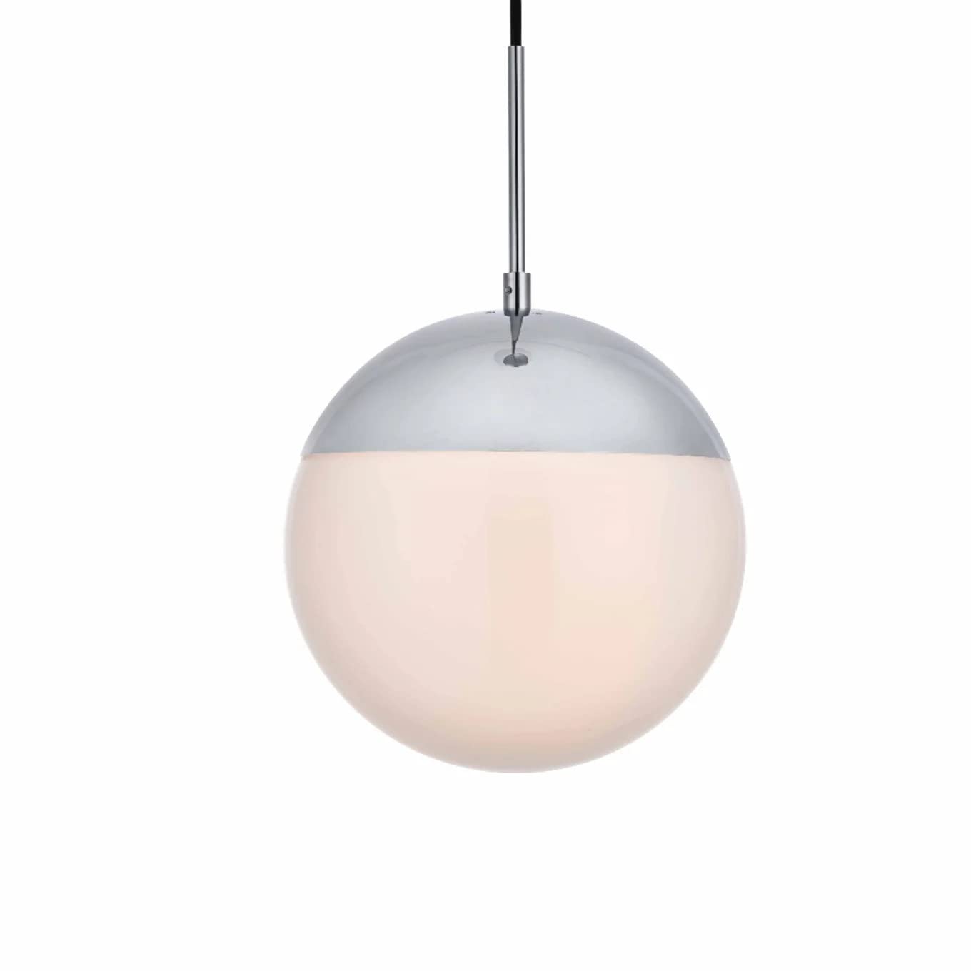 Eclipse 1 Light Chrome Pendant With Frosted White Glass