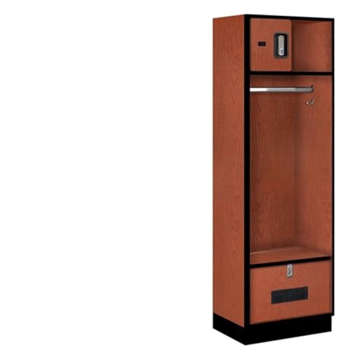 Salsbury 24 Wide Designer Wood Open Access Locker - 6 Feet High - 18 Inches Deep - Cherry - Silver Electronic Locks