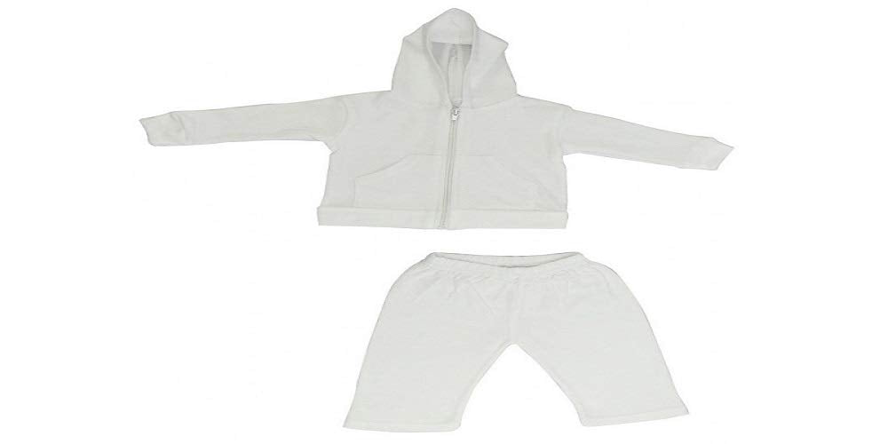 Bambini White Interlock Sweat Pants And Hoodie Set Small